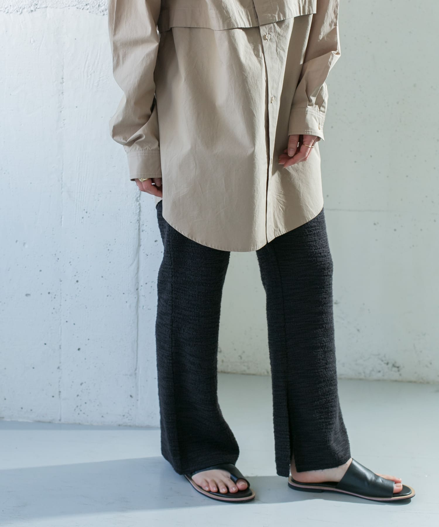 カットツイードフレアパンツ BLACK one