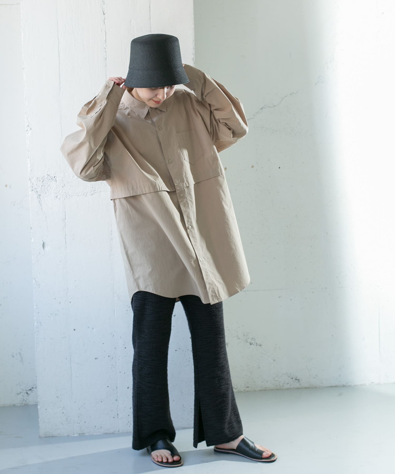 カットツイードフレアパンツ BLACK one
