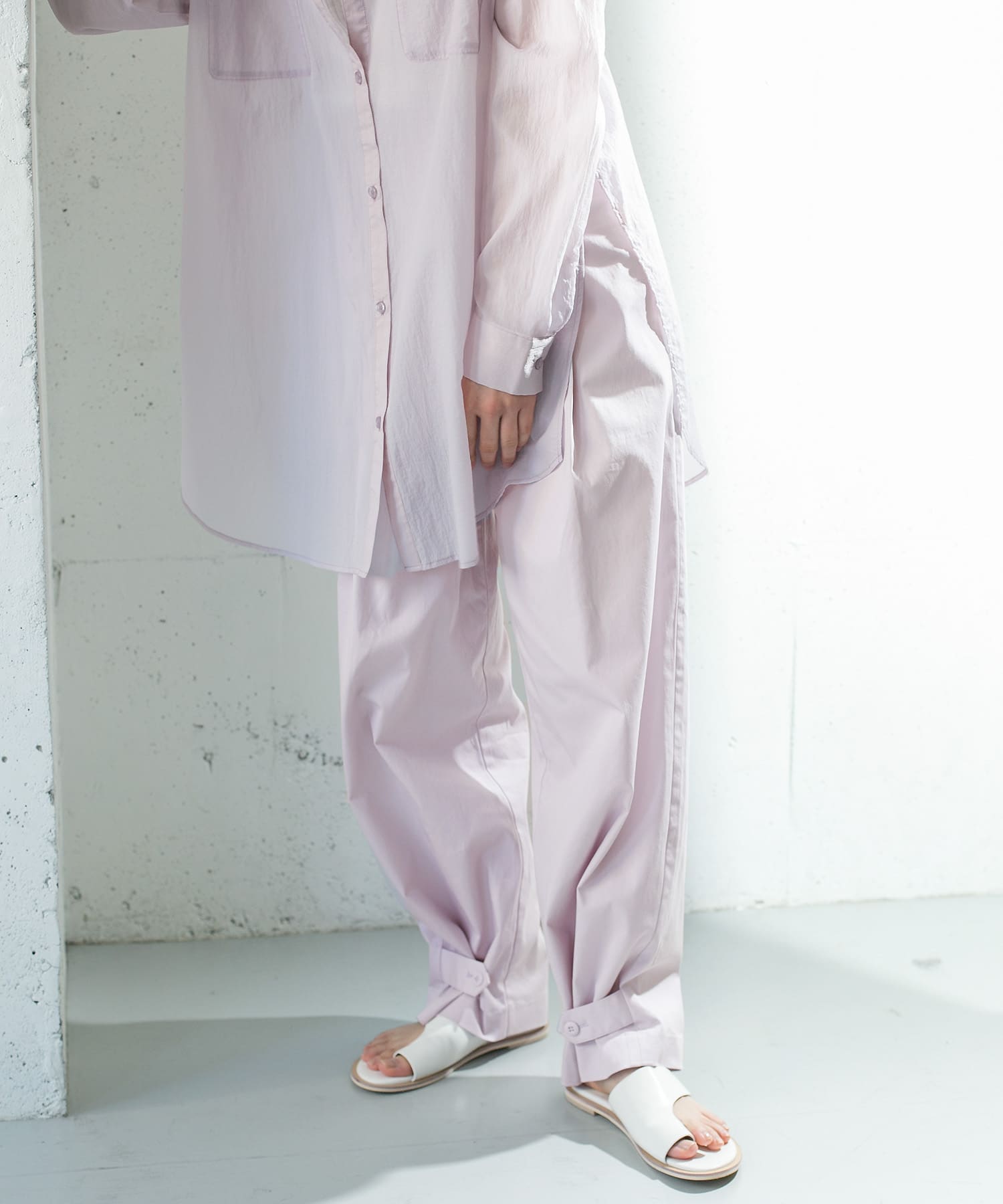ヘムボタンデザインパンツ PINK 36