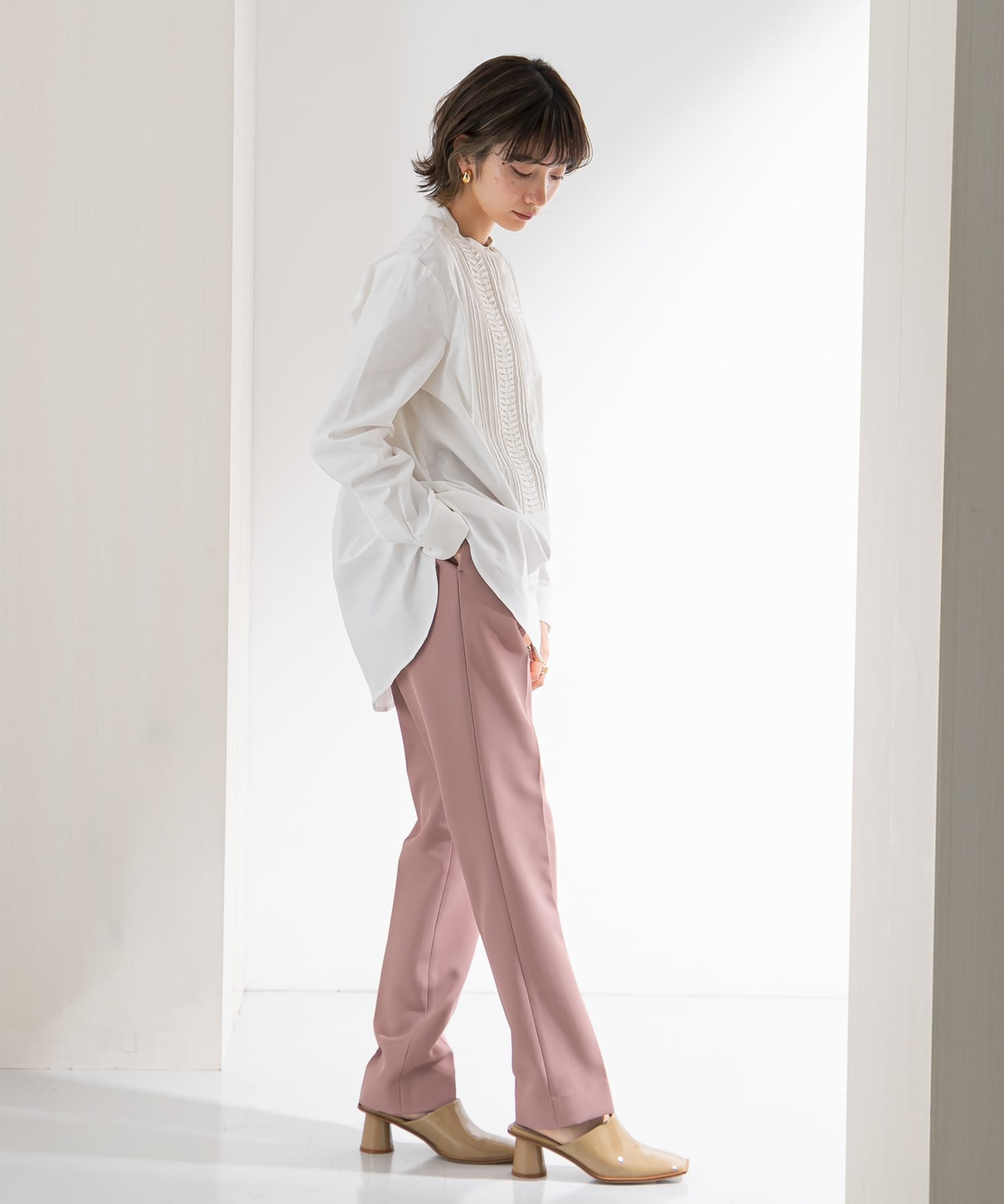ツイルテーパードパンツ DUSTY PINK 36