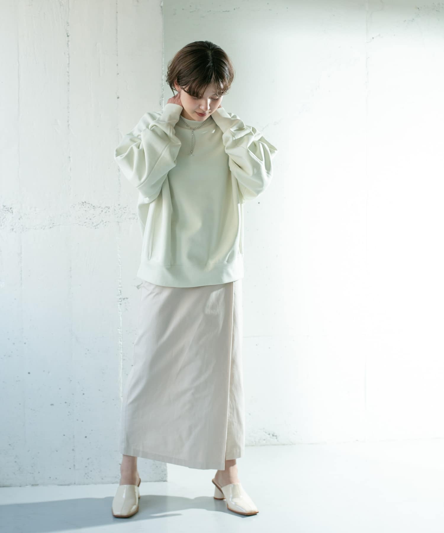 シャンブレーラップスカート L.BEIGE one