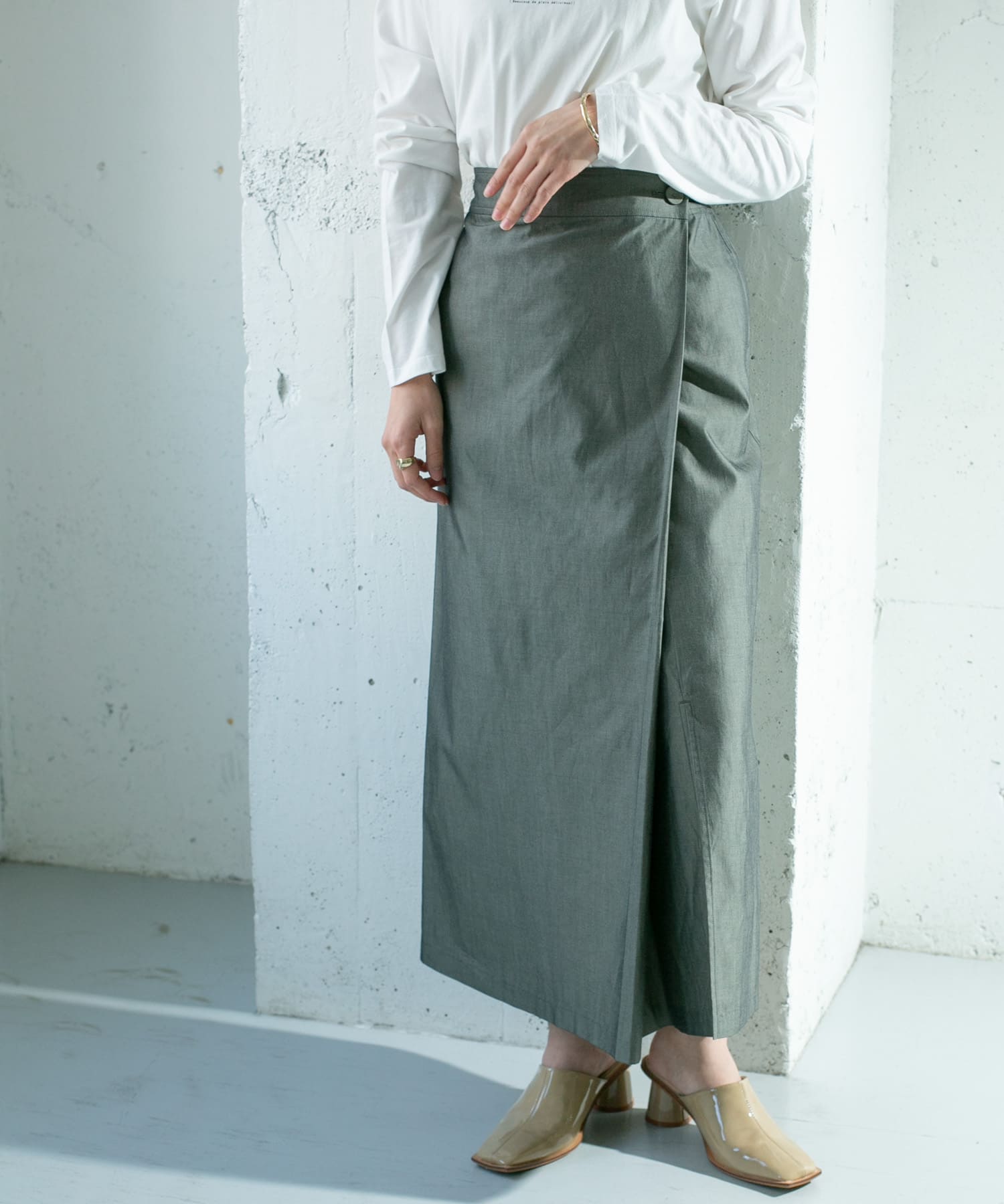 シャンブレーラップスカート BLACK one