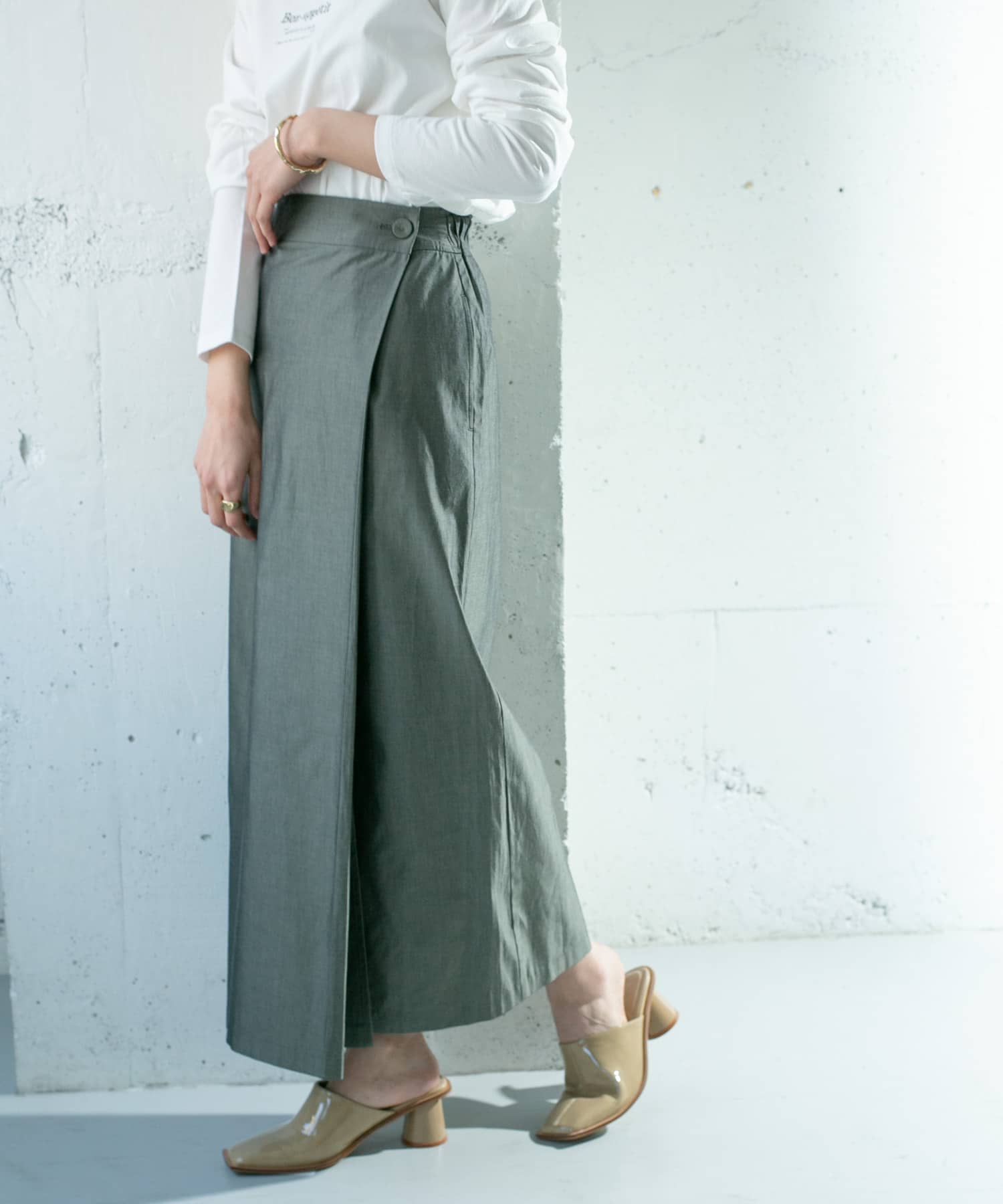 シャンブレーラップスカート BLACK one