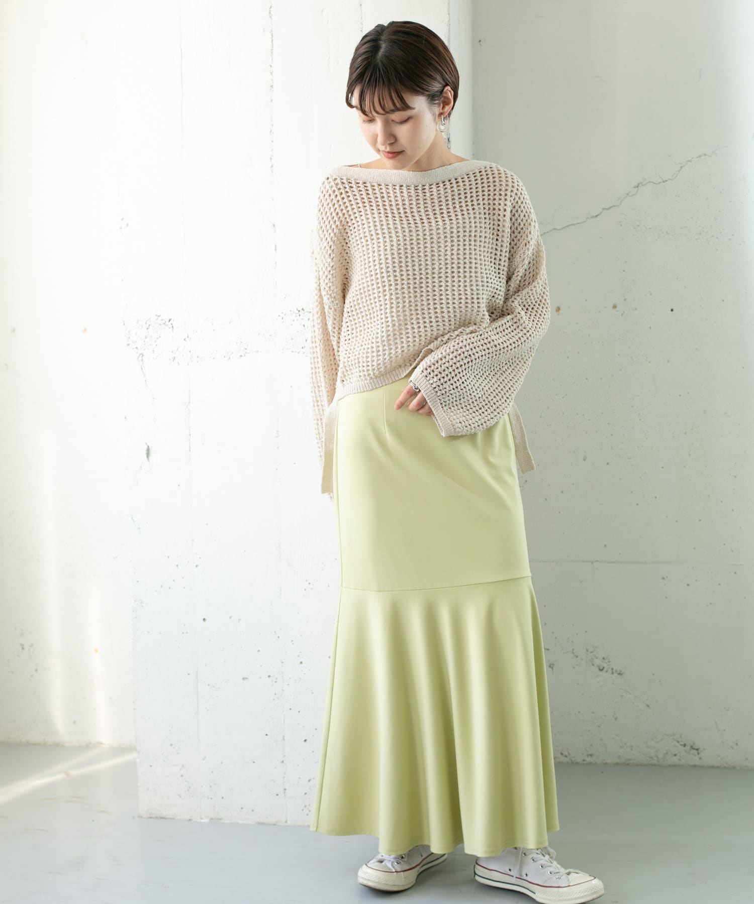 マーメイドラインカットスカート L.GREEN one