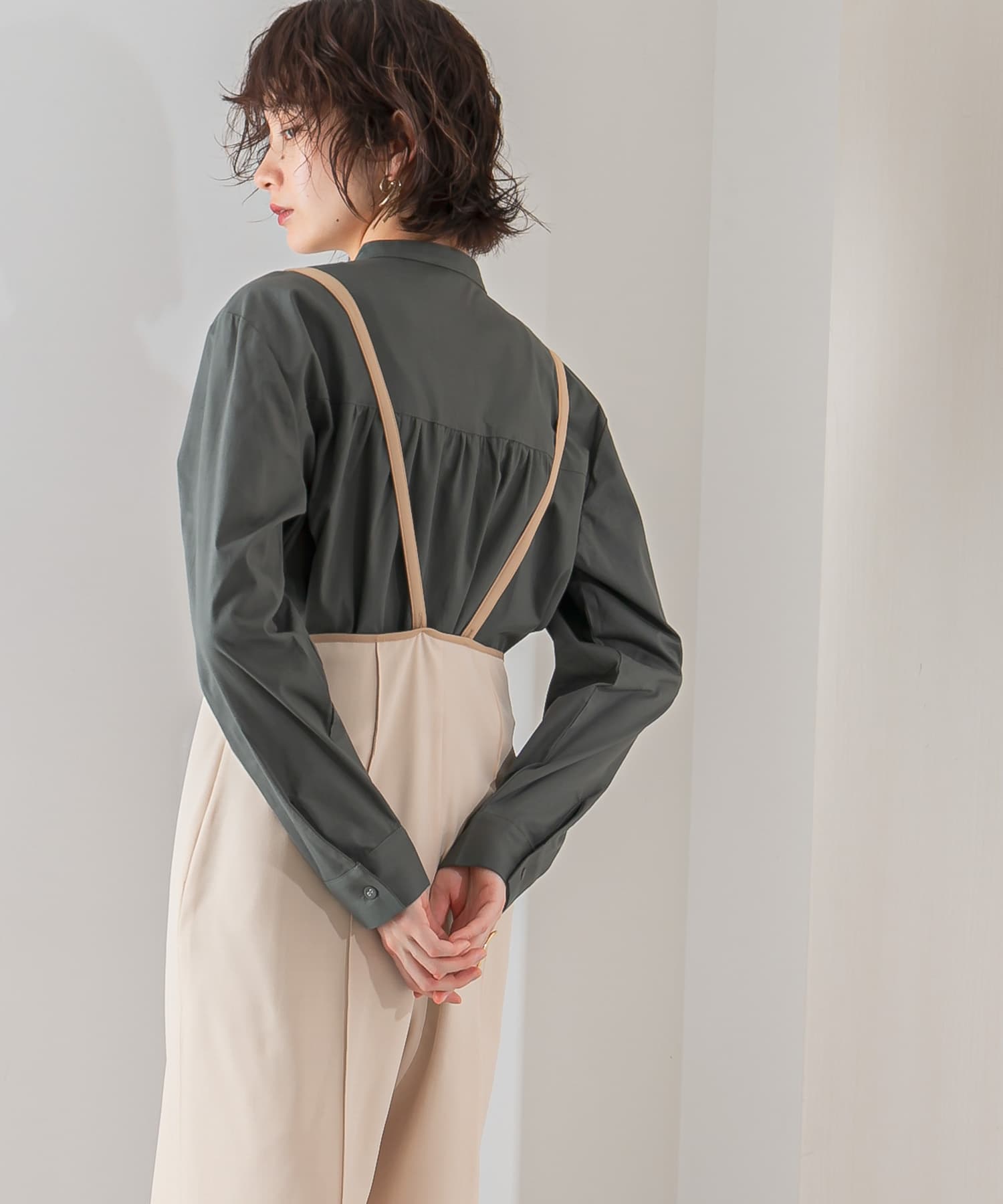 ピンタックハイウエストサロペット BEIGE one