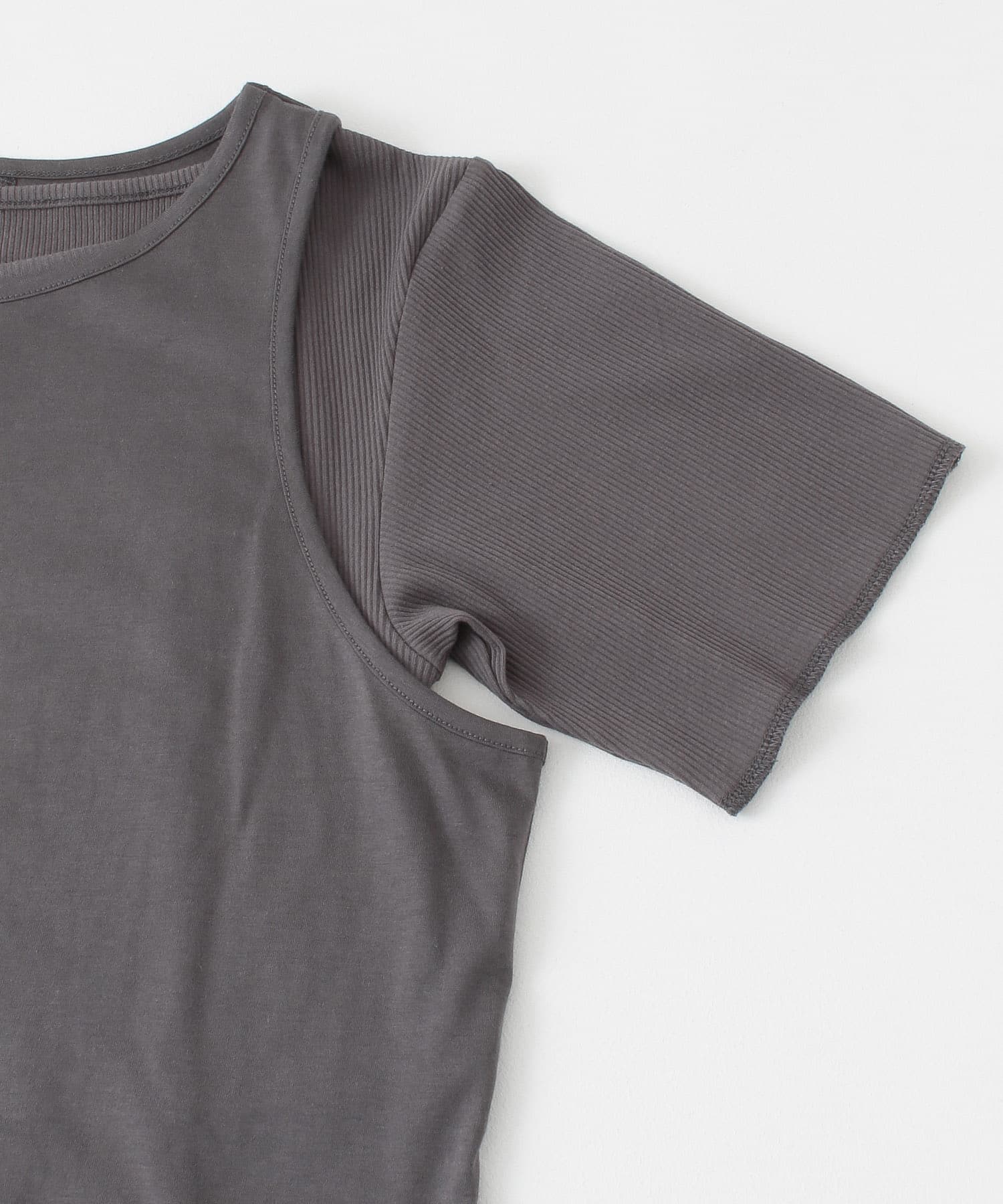 アシメレイヤードTシャツ CHARCOAL one
