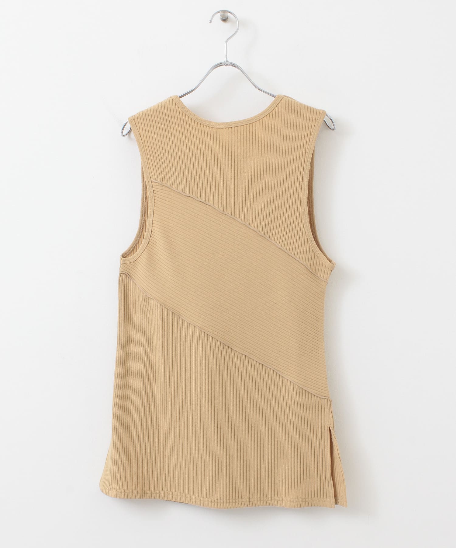 BACKオープンメローリブタンクトップ BEIGE one