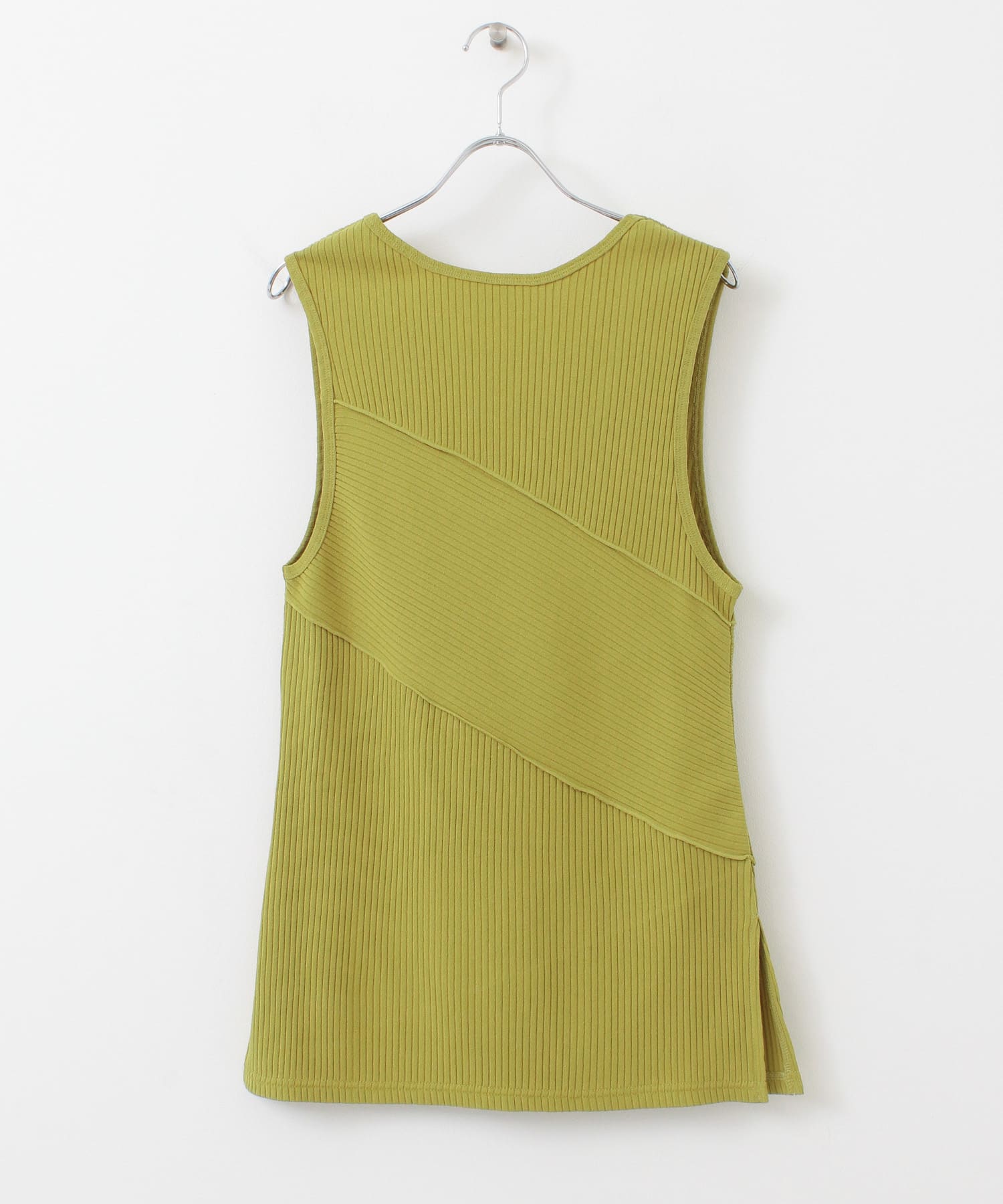 BACKオープンメローリブタンクトップ GREEN one