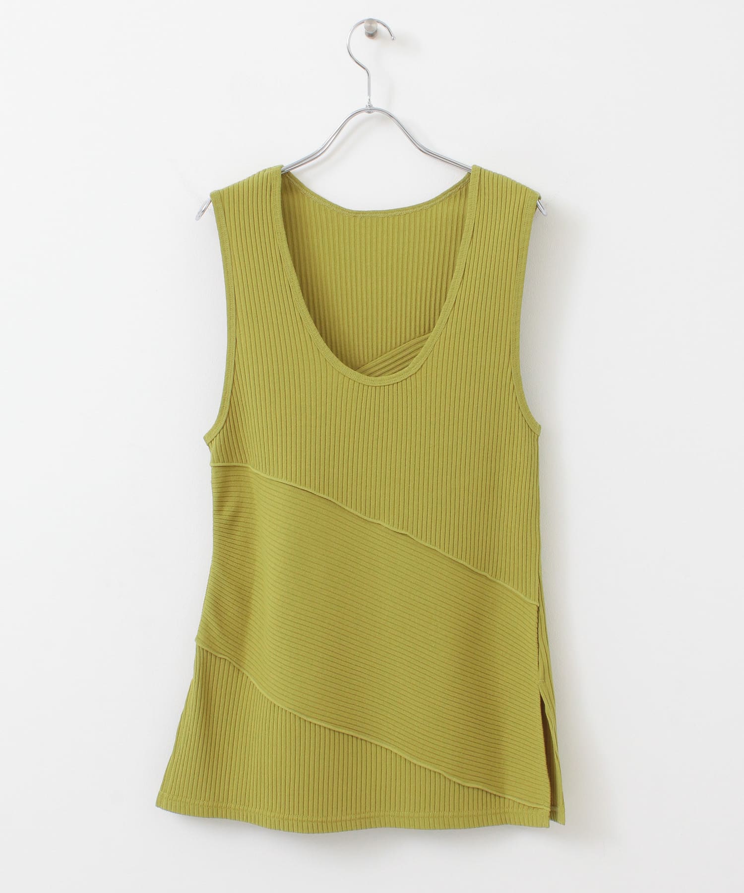 BACKオープンメローリブタンクトップ GREEN one
