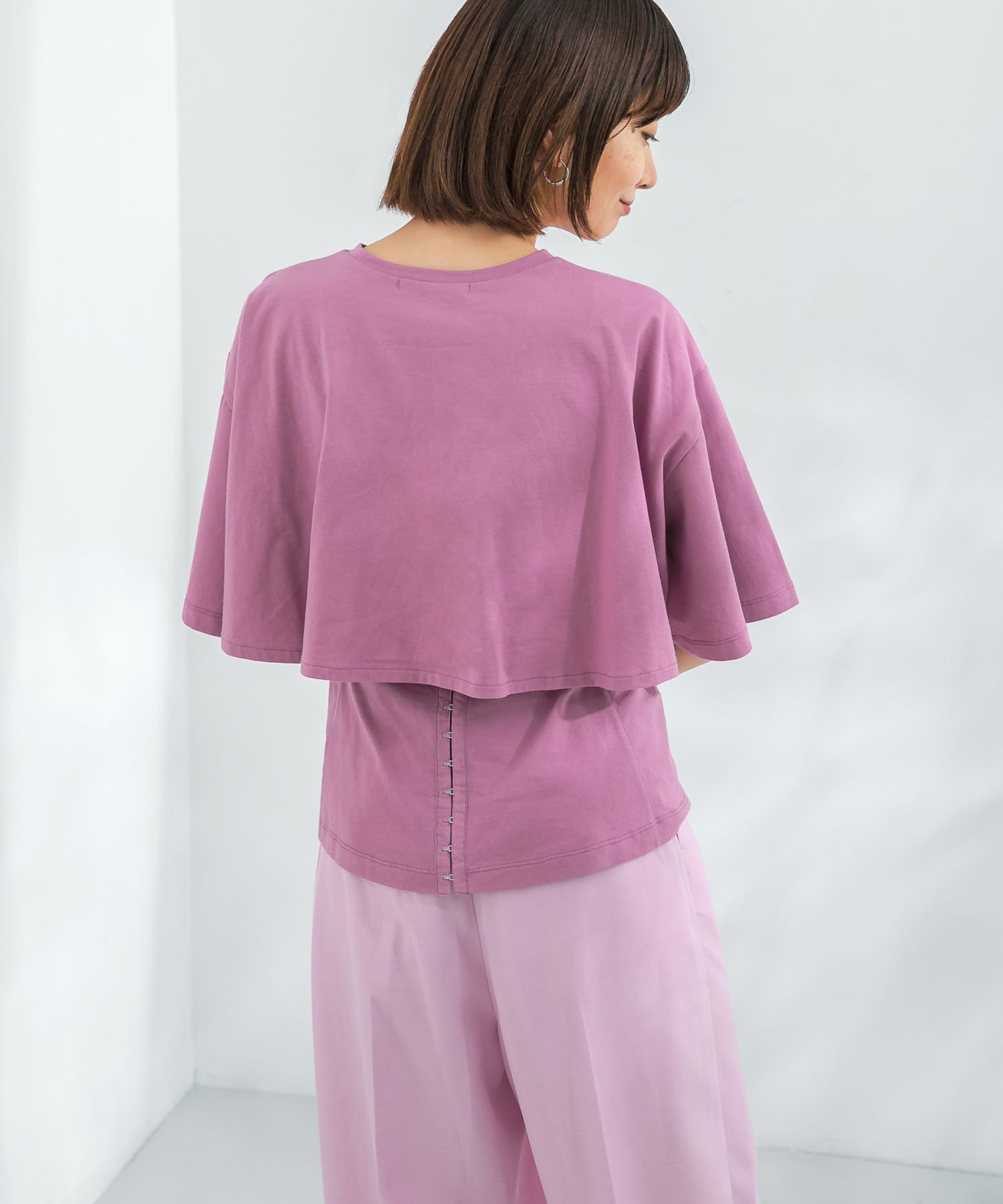 BACKホックTシャツ PURPLEPINK one