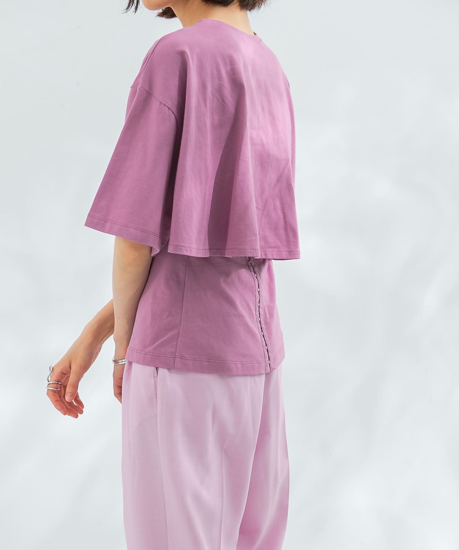 BACKホックTシャツ PURPLEPINK one