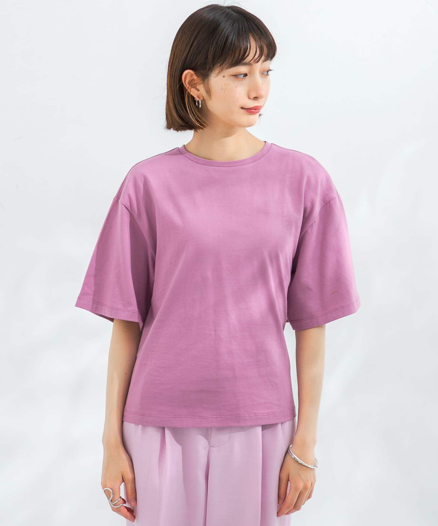 BACKホックTシャツ PURPLEPINK one