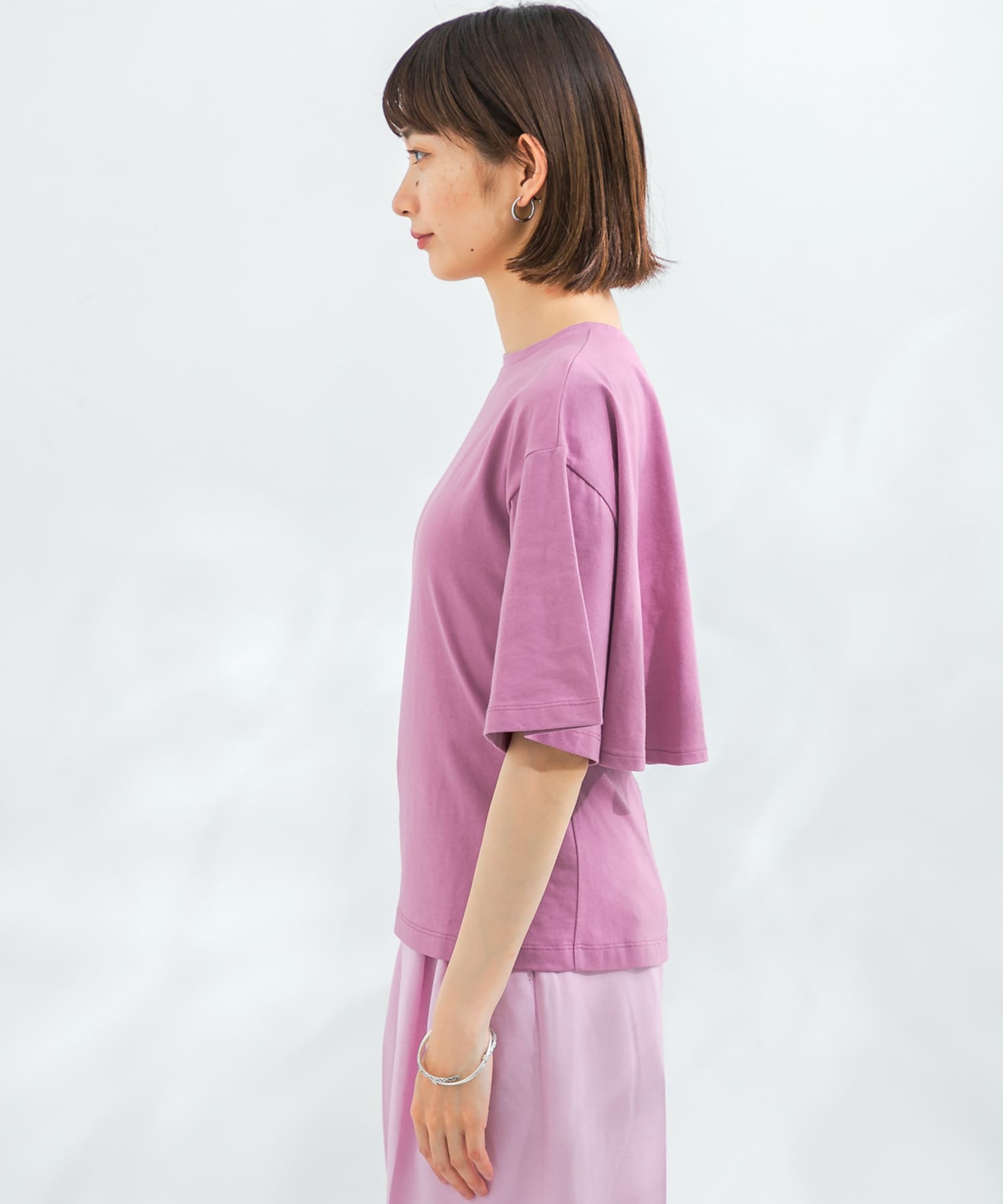 BACKホックTシャツ PURPLEPINK one