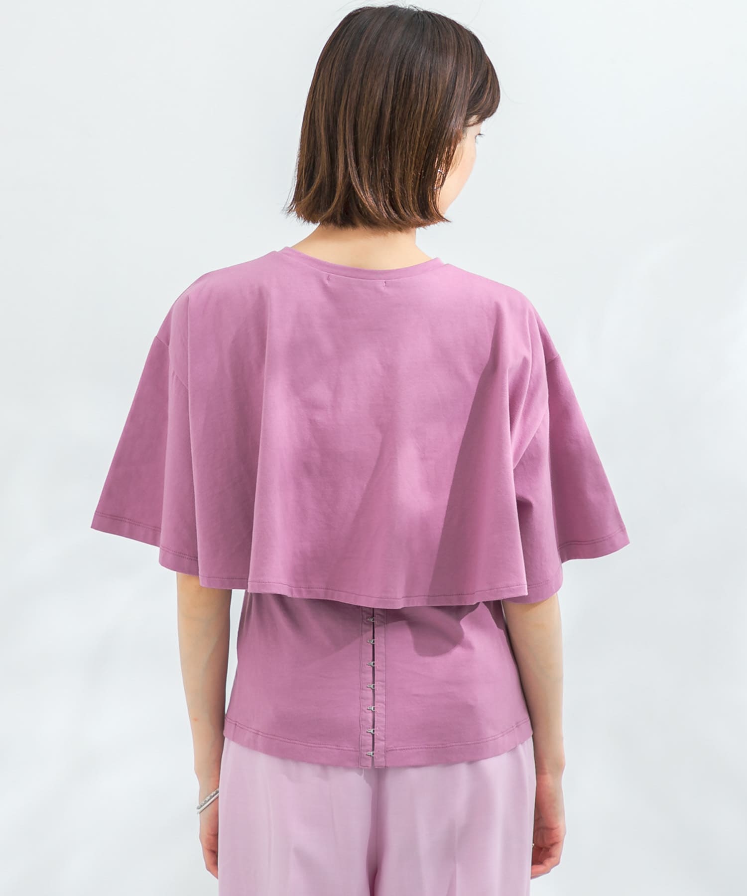 BACKホックTシャツ PURPLEPINK one