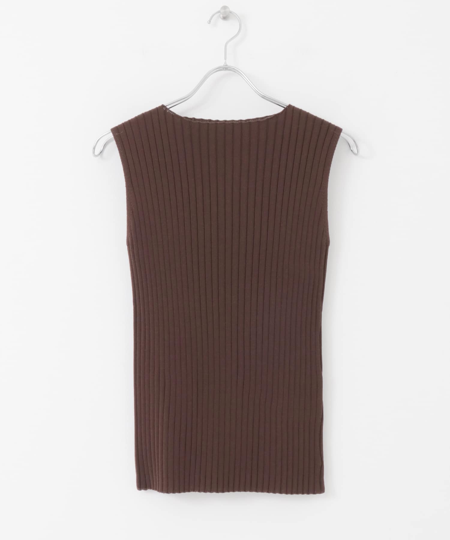 ボートネックRIBニットタンクトップ D.BROWN one