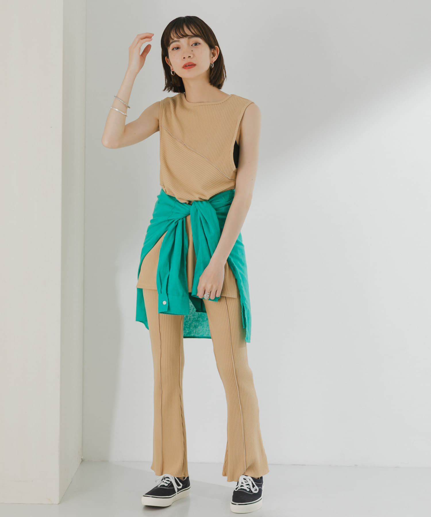 メローリブフレアパンツ BEIGE one