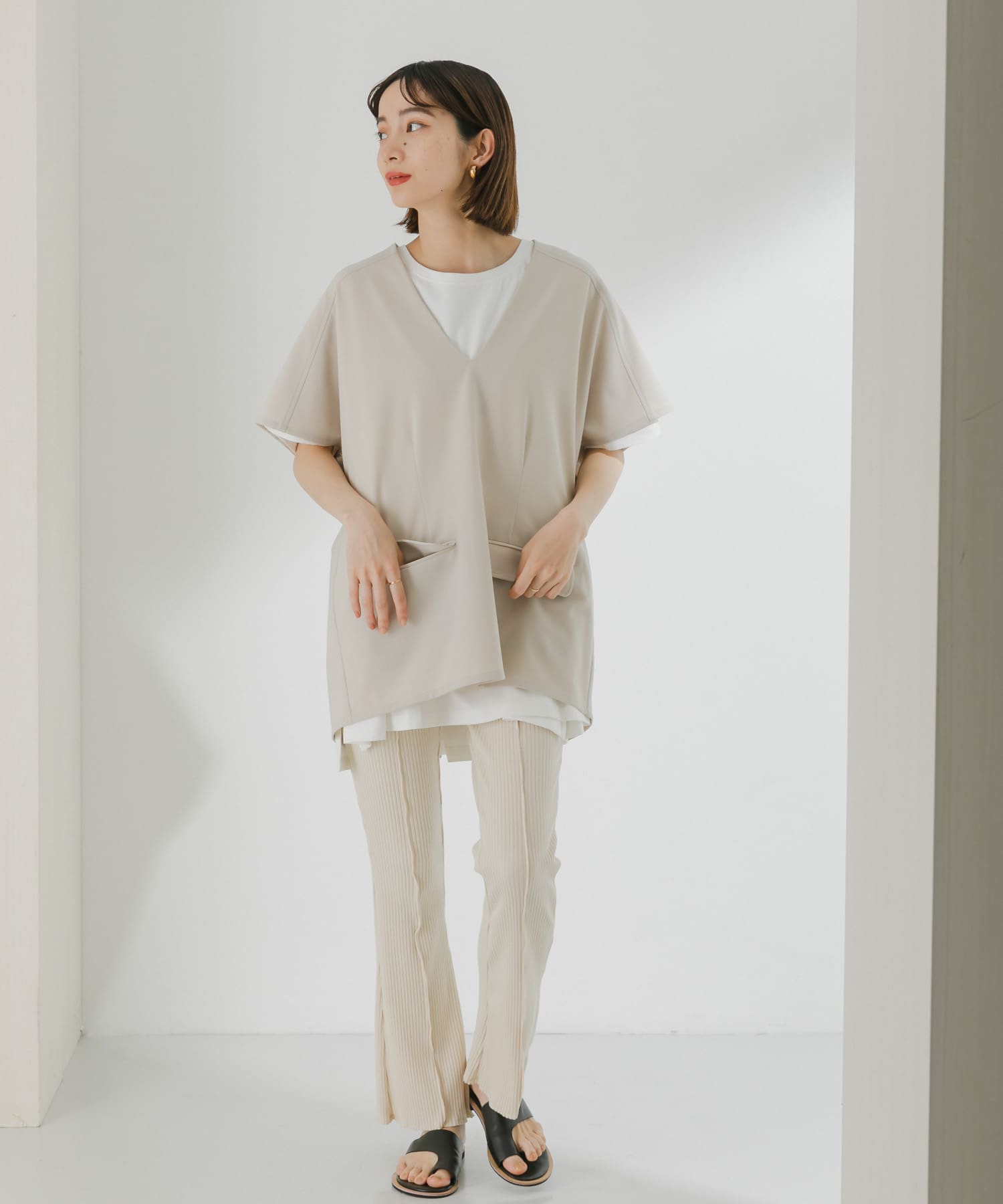 メローリブフレアパンツ IVORY one