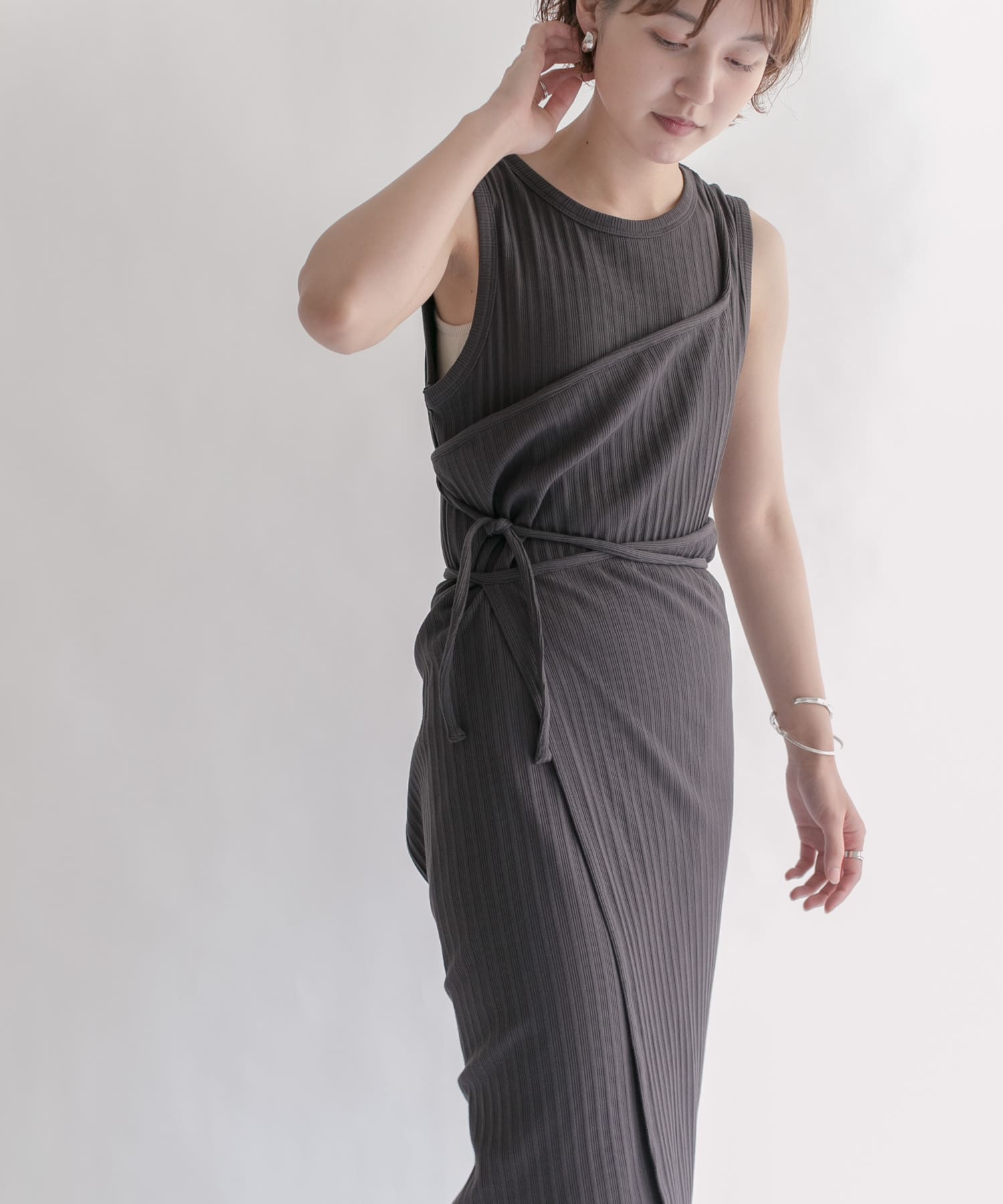 マルチウェイランダムリブセットワンピース CHARCOAL one