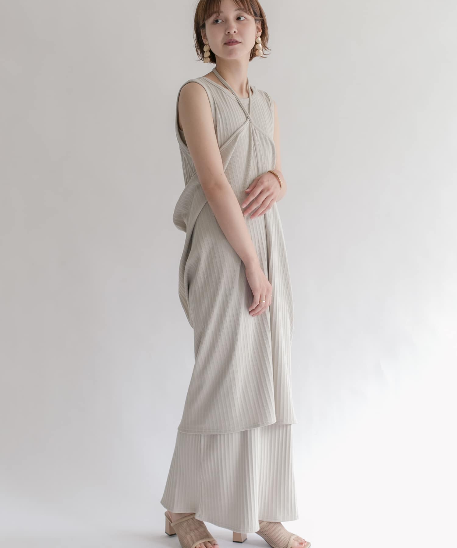 マルチウェイランダムリブセットワンピース BEIGE one