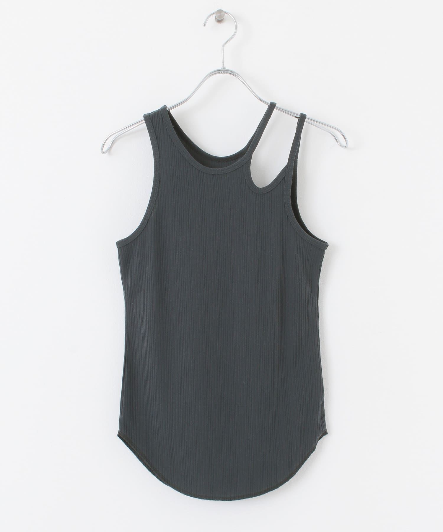 アシメネックタンクトップ CHARCOAL one