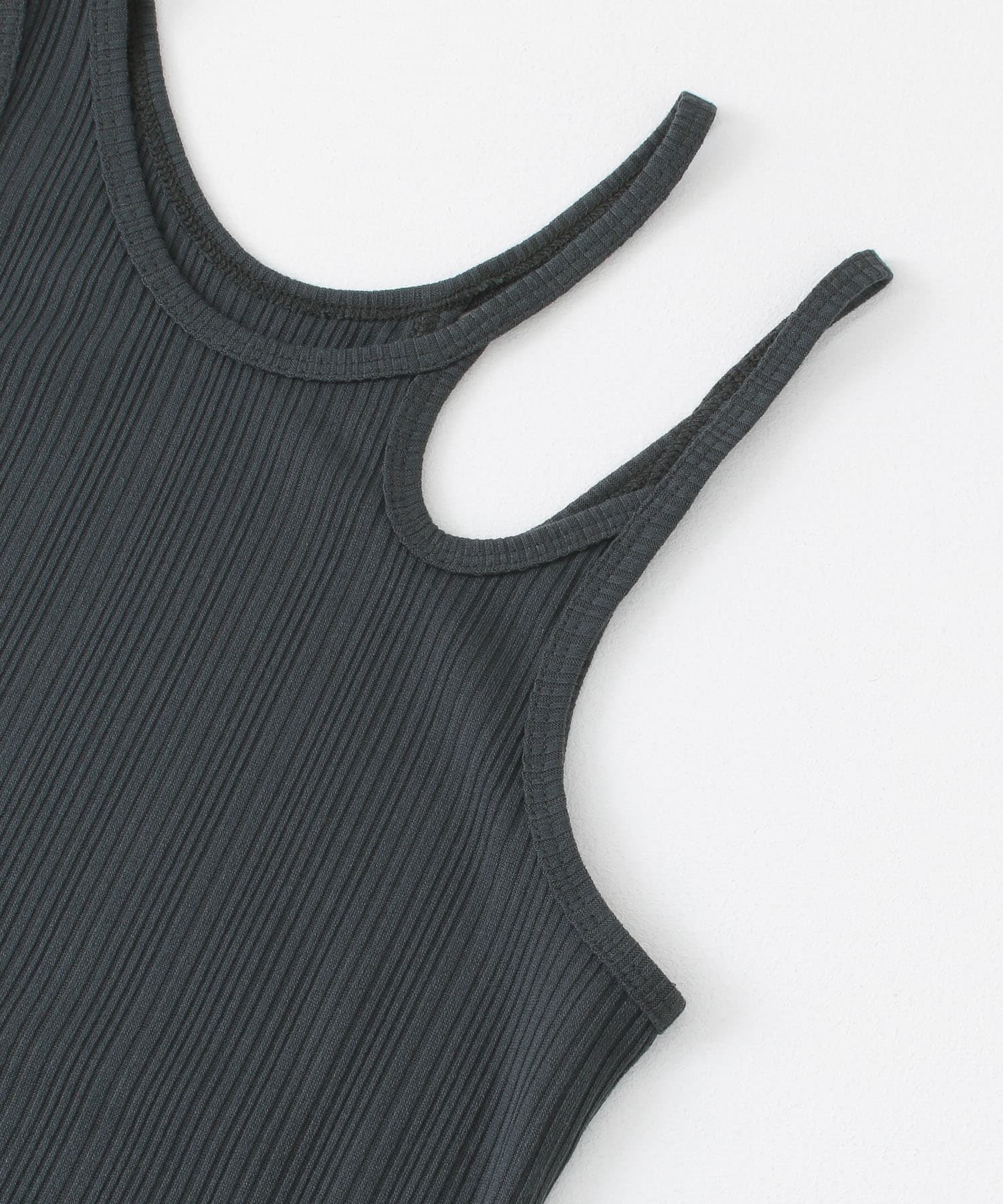 アシメネックタンクトップ CHARCOAL one