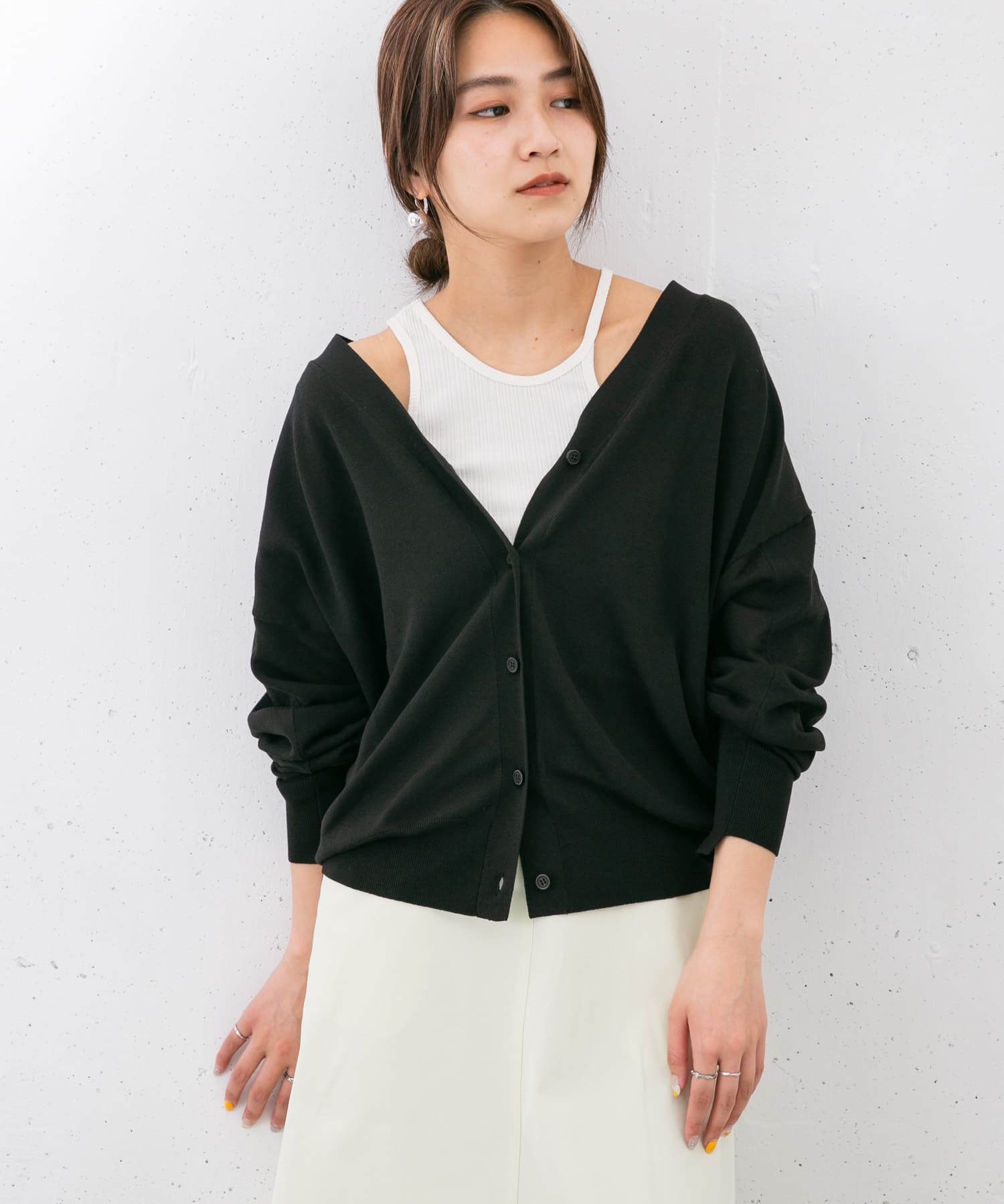 アシメネックタンクトップ IVORY one