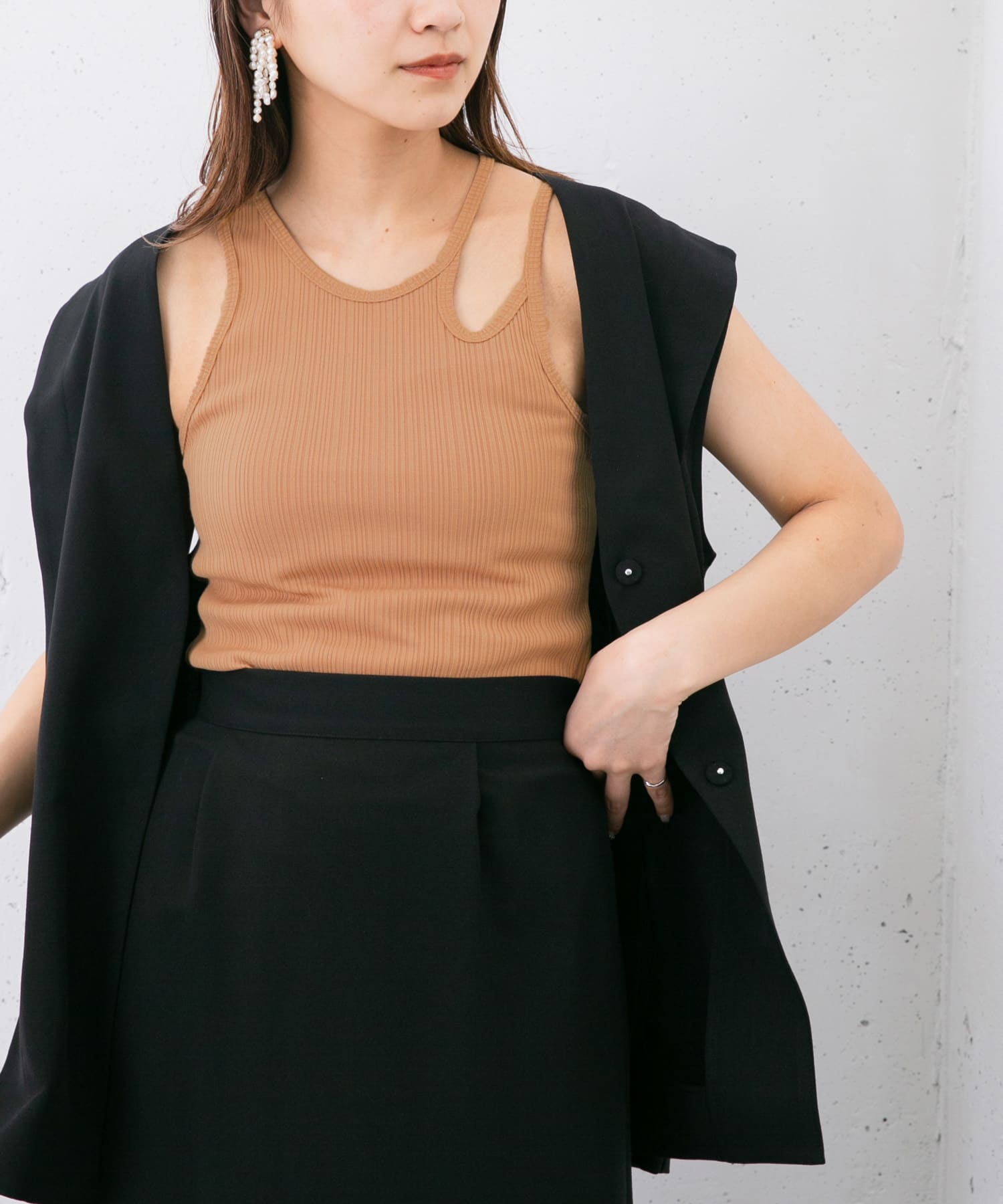 アシメネックタンクトップ ORG BROWN one