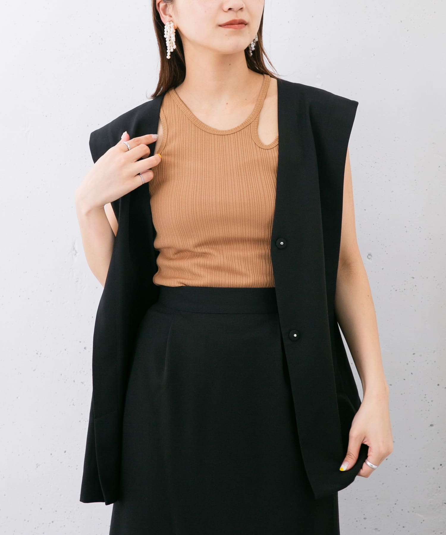 アシメネックタンクトップ ORG BROWN one
