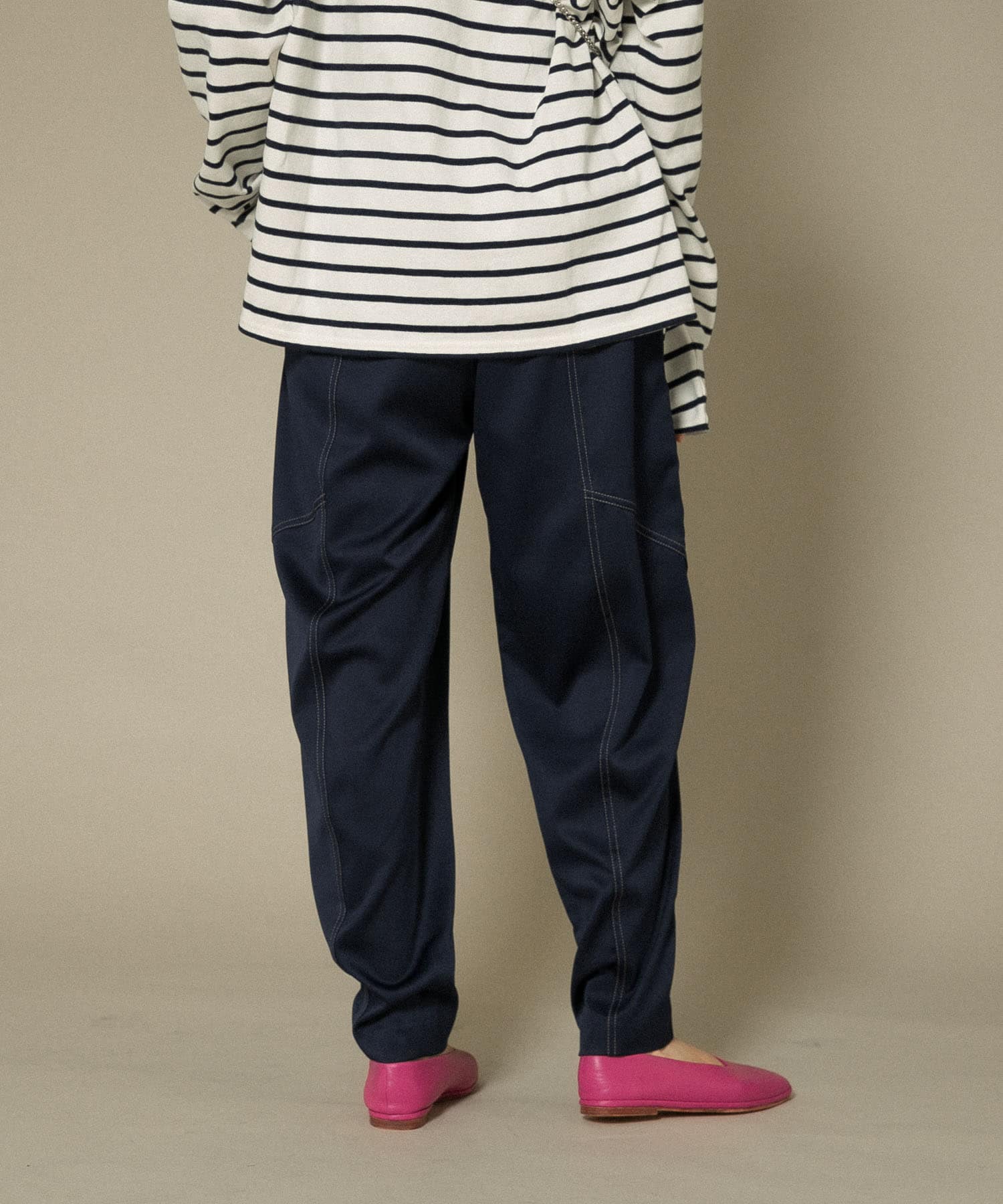 配色ステッチカーブパンツ NAVY one