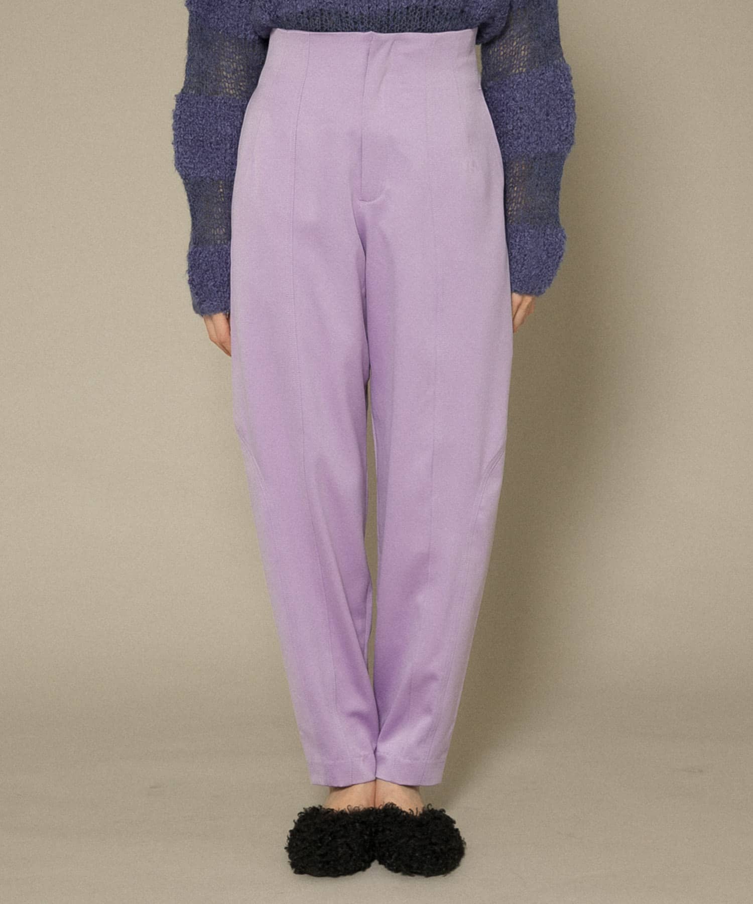 配色ステッチカーブパンツ PURPLE one