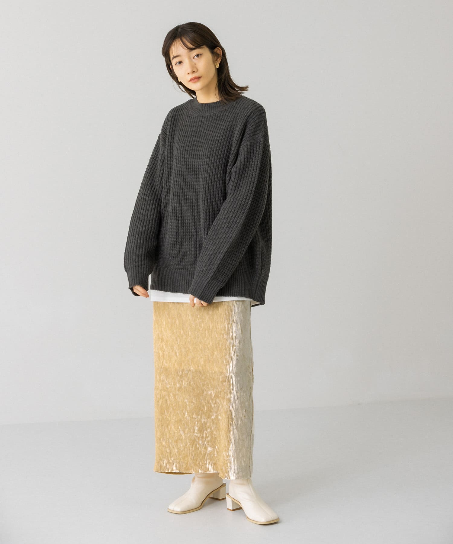 クリンクルベロアタイトスカート BEIGE one