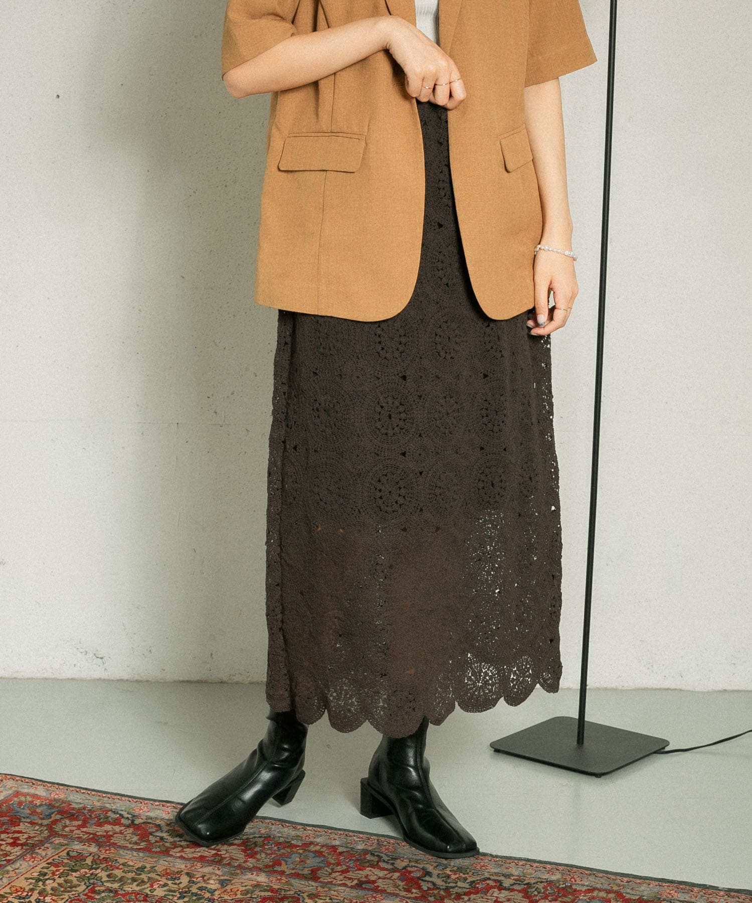 アイレットサークルレーススカート D.BROWN one