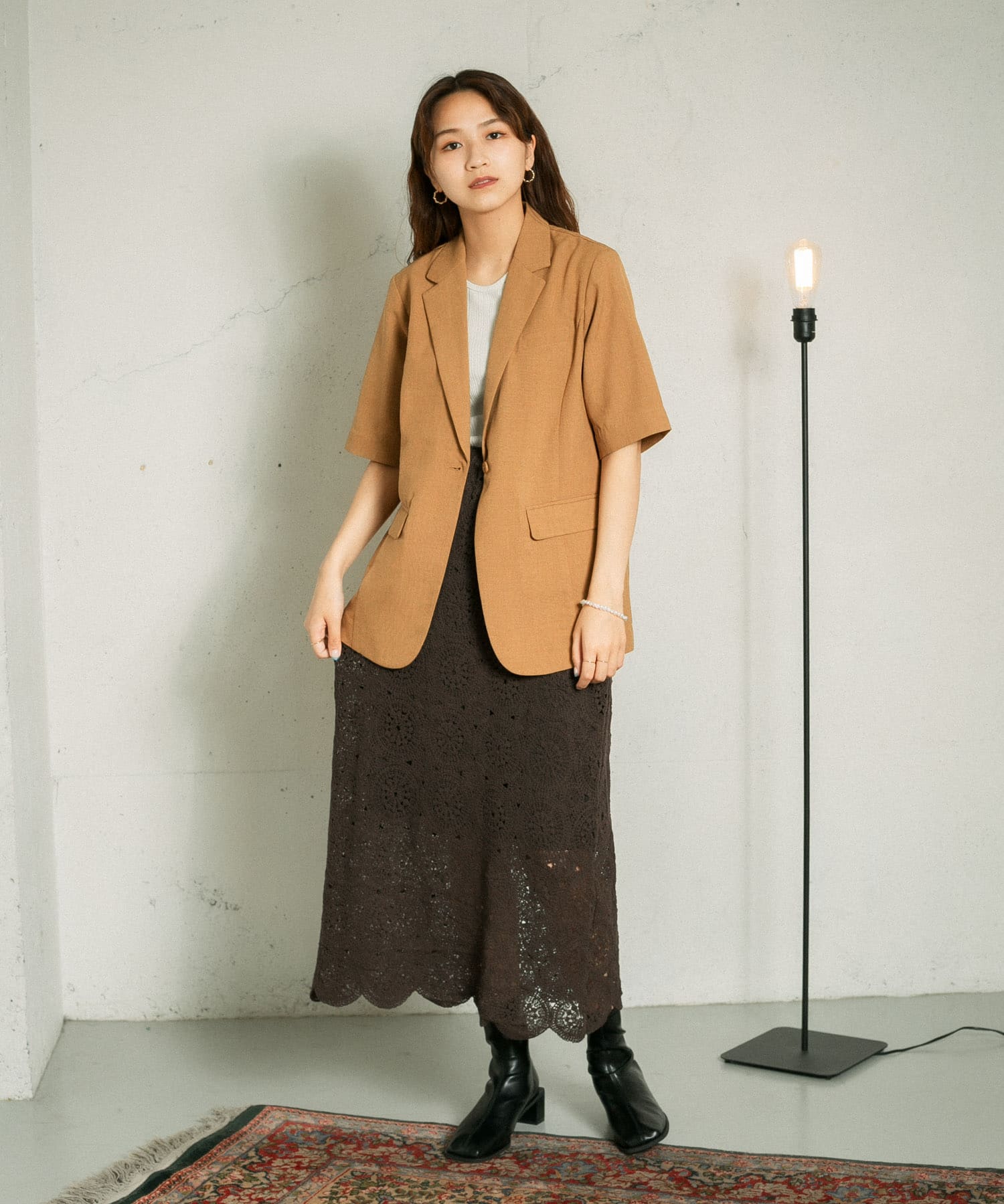 アイレットサークルレーススカート D.BROWN one