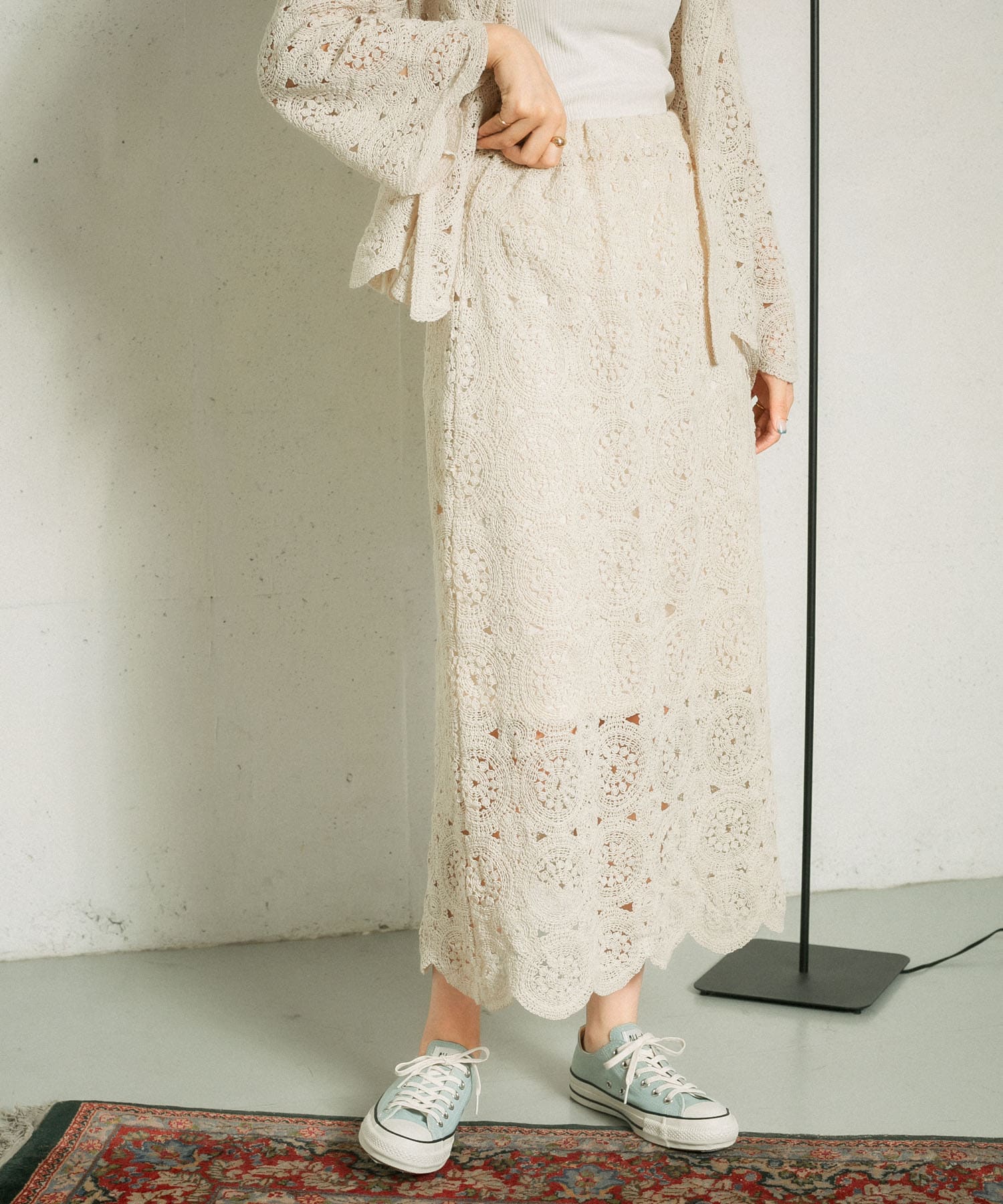 アイレットサークルレーススカート IVORY one