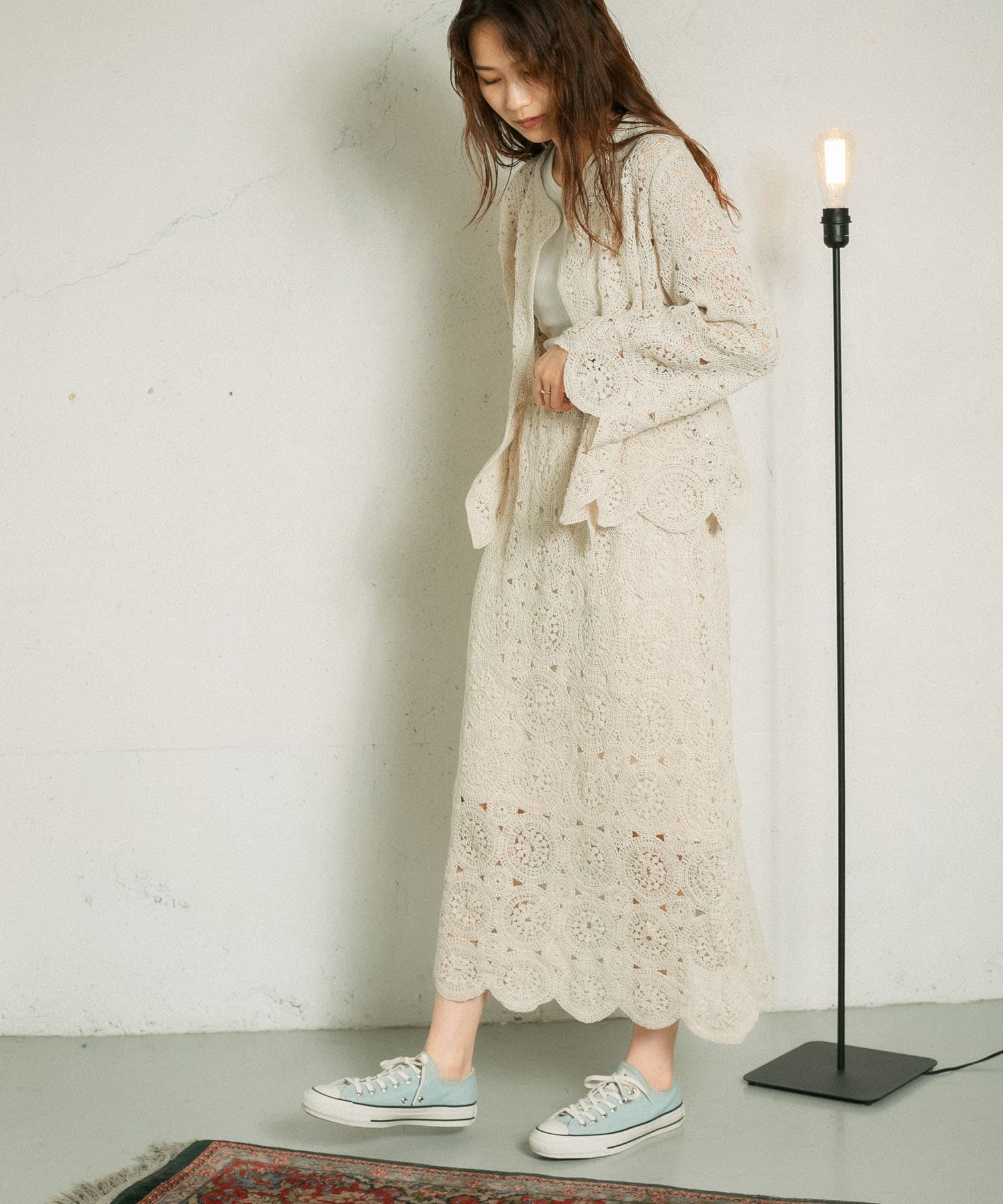 アイレットサークルレーススカート IVORY one