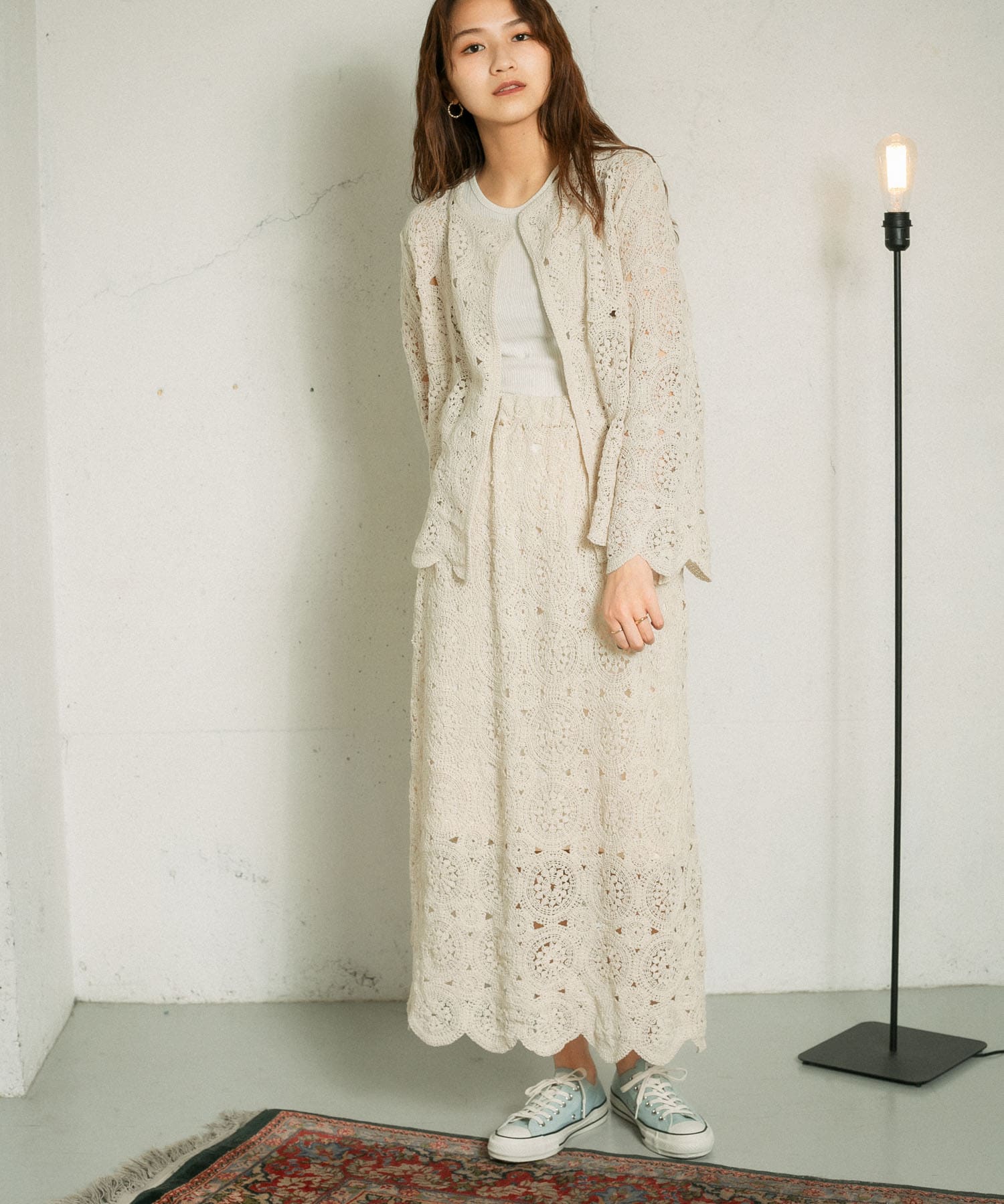アイレットサークルレーススカート IVORY one