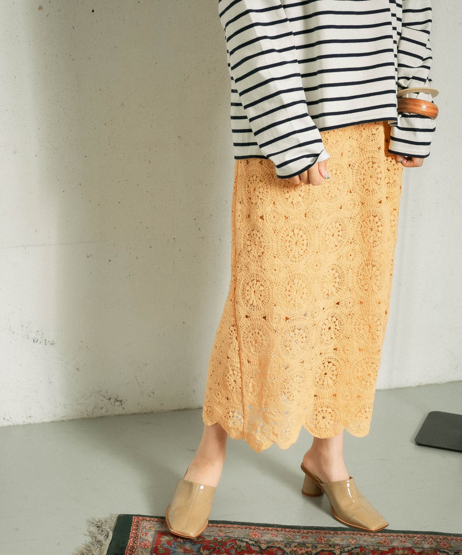 アイレットサークルレーススカート APRICOT one