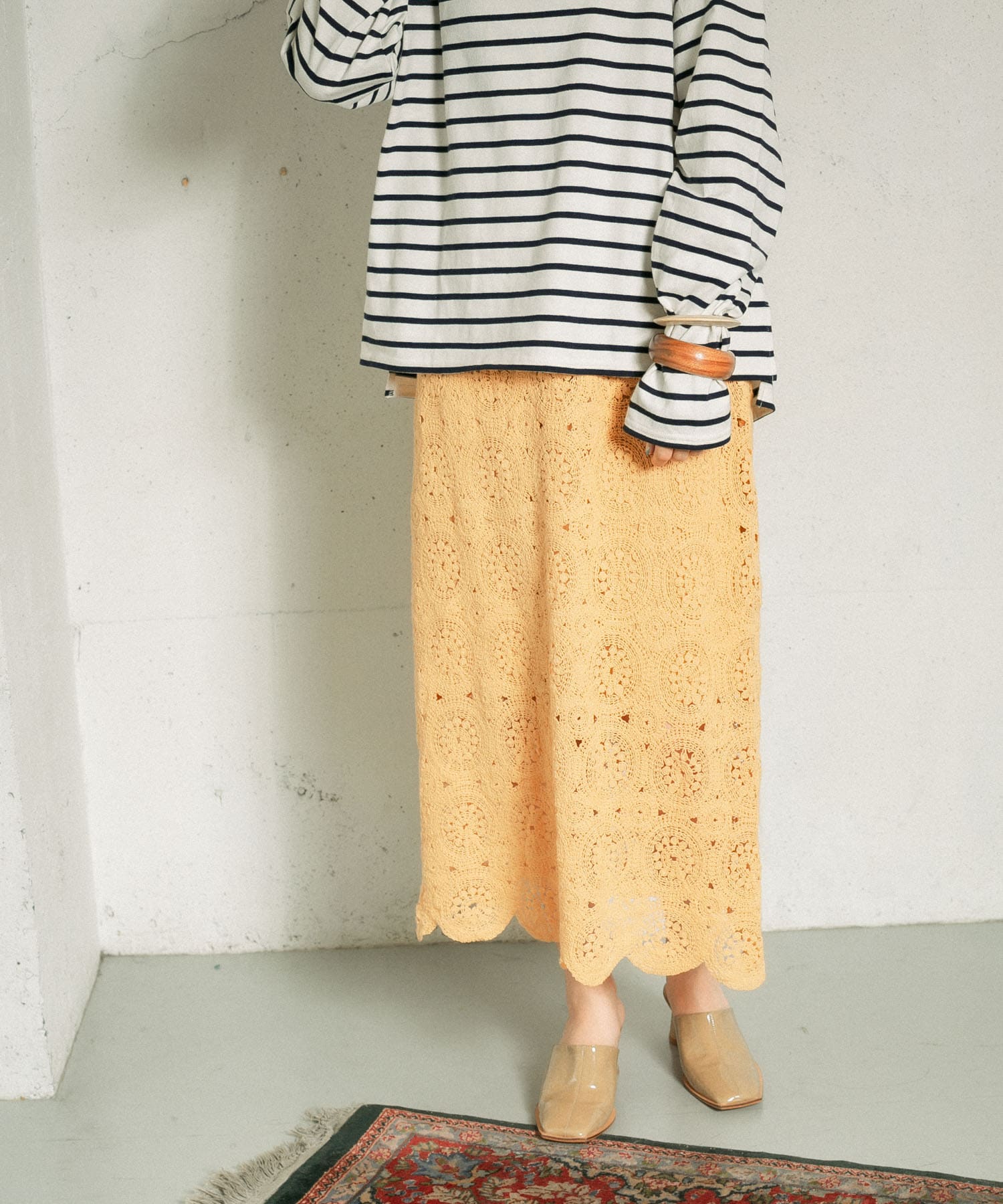 アイレットサークルレーススカート APRICOT one