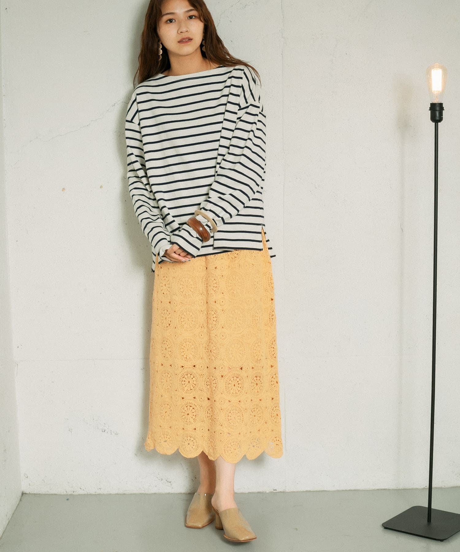 アイレットサークルレーススカート APRICOT one