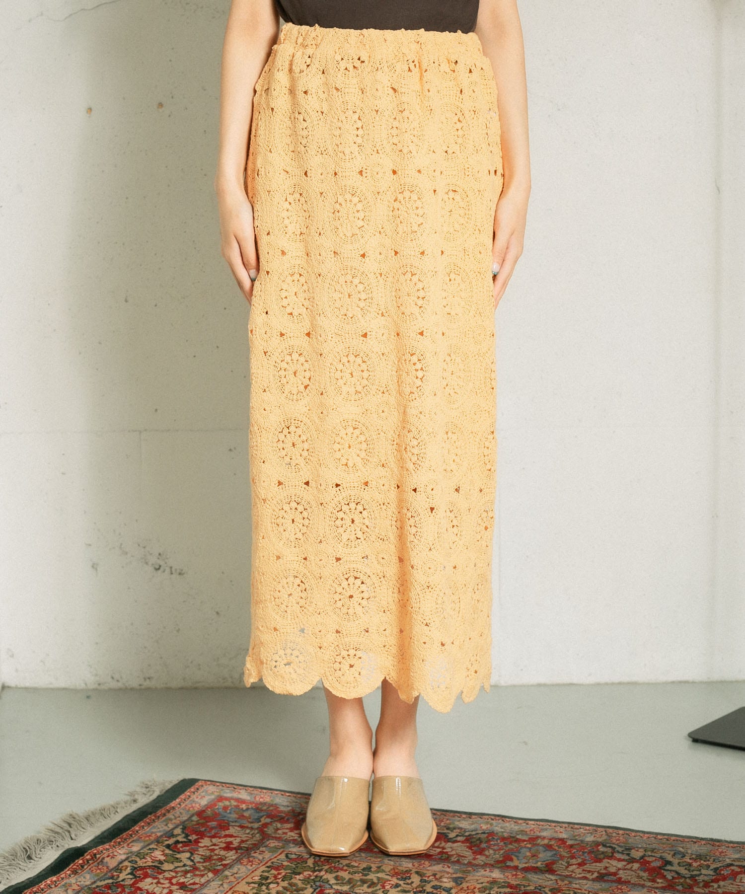 アイレットサークルレーススカート APRICOT one
