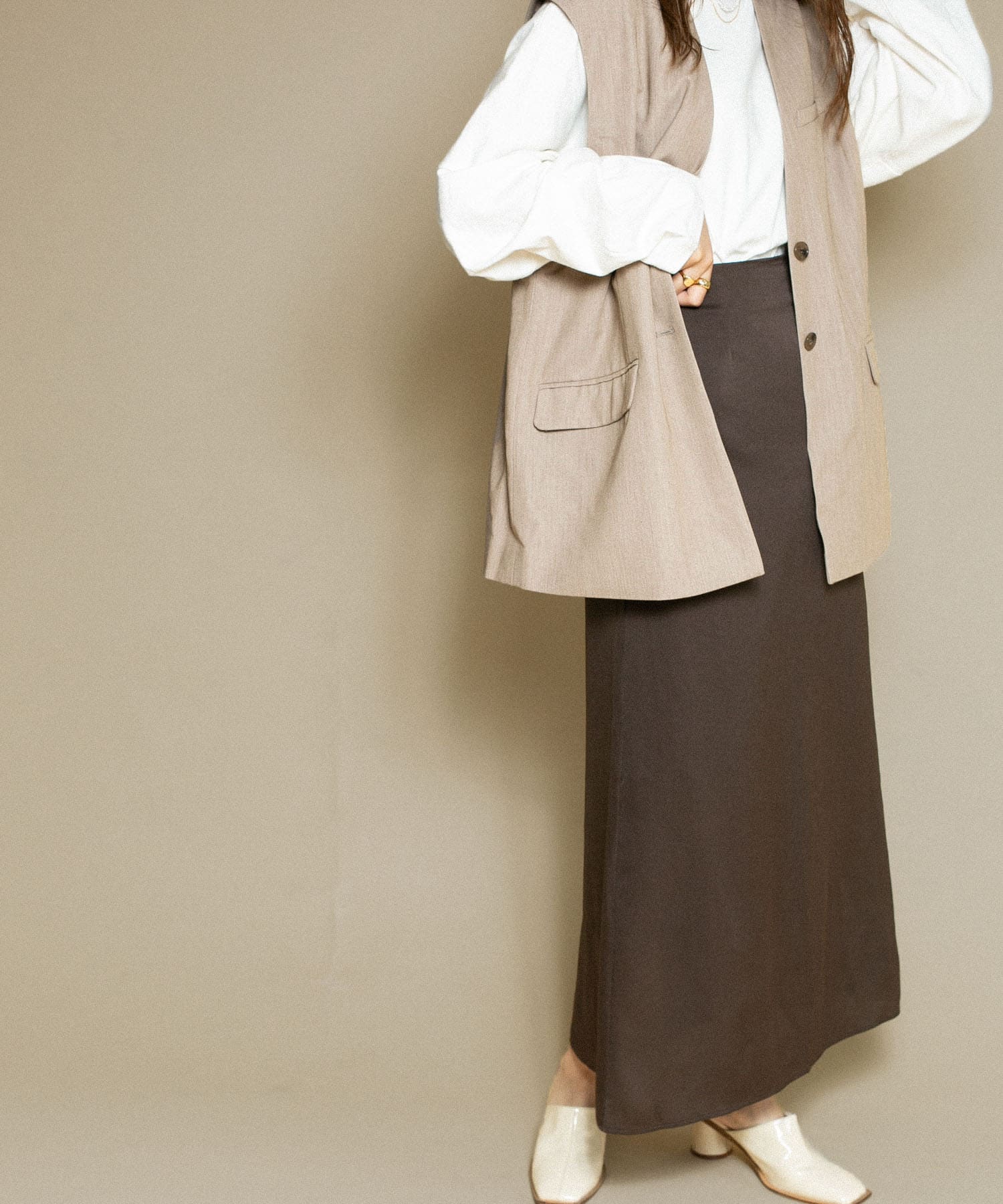 Aラインロングスカート BROWN one