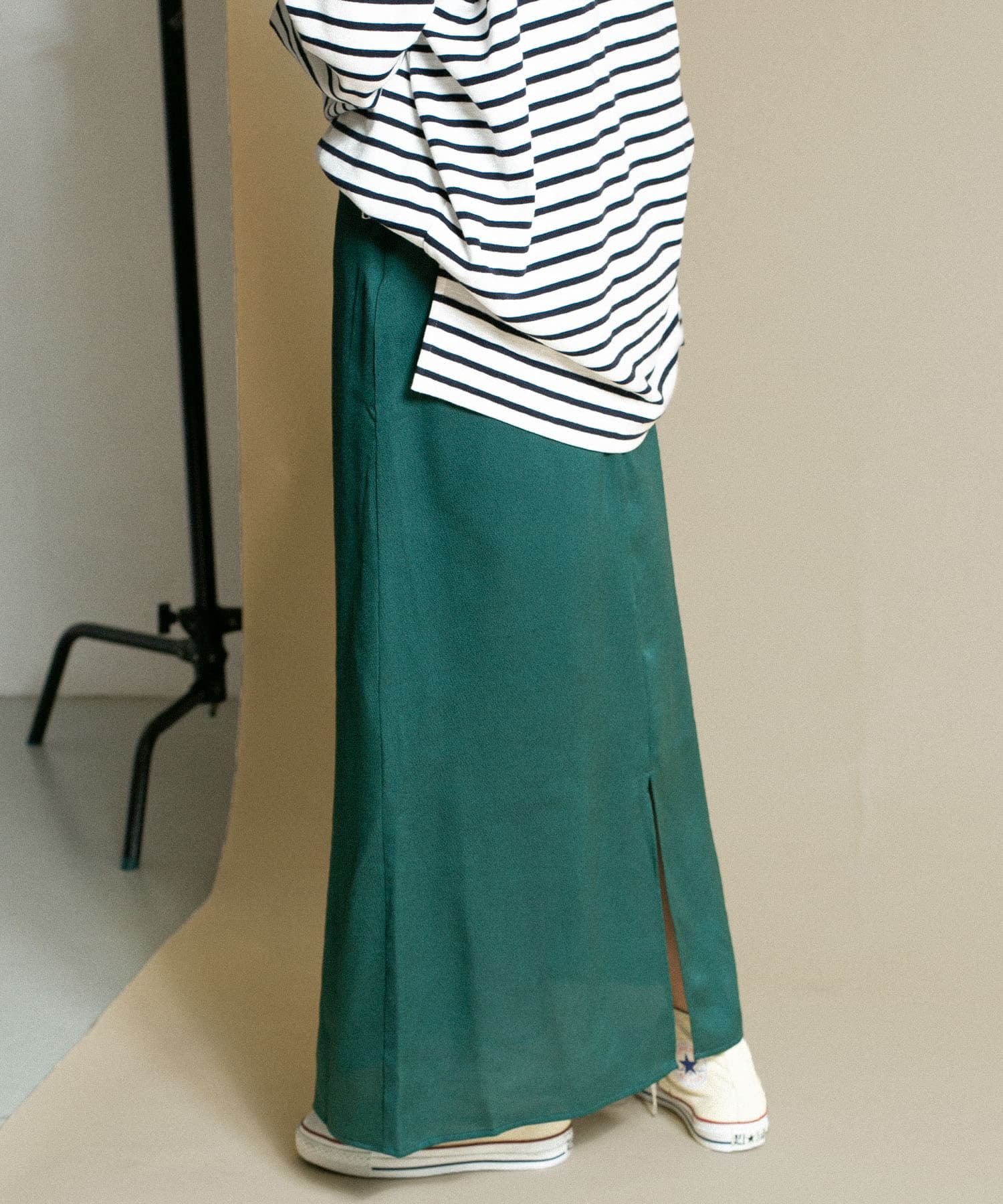 Aラインロングスカート GREEN one