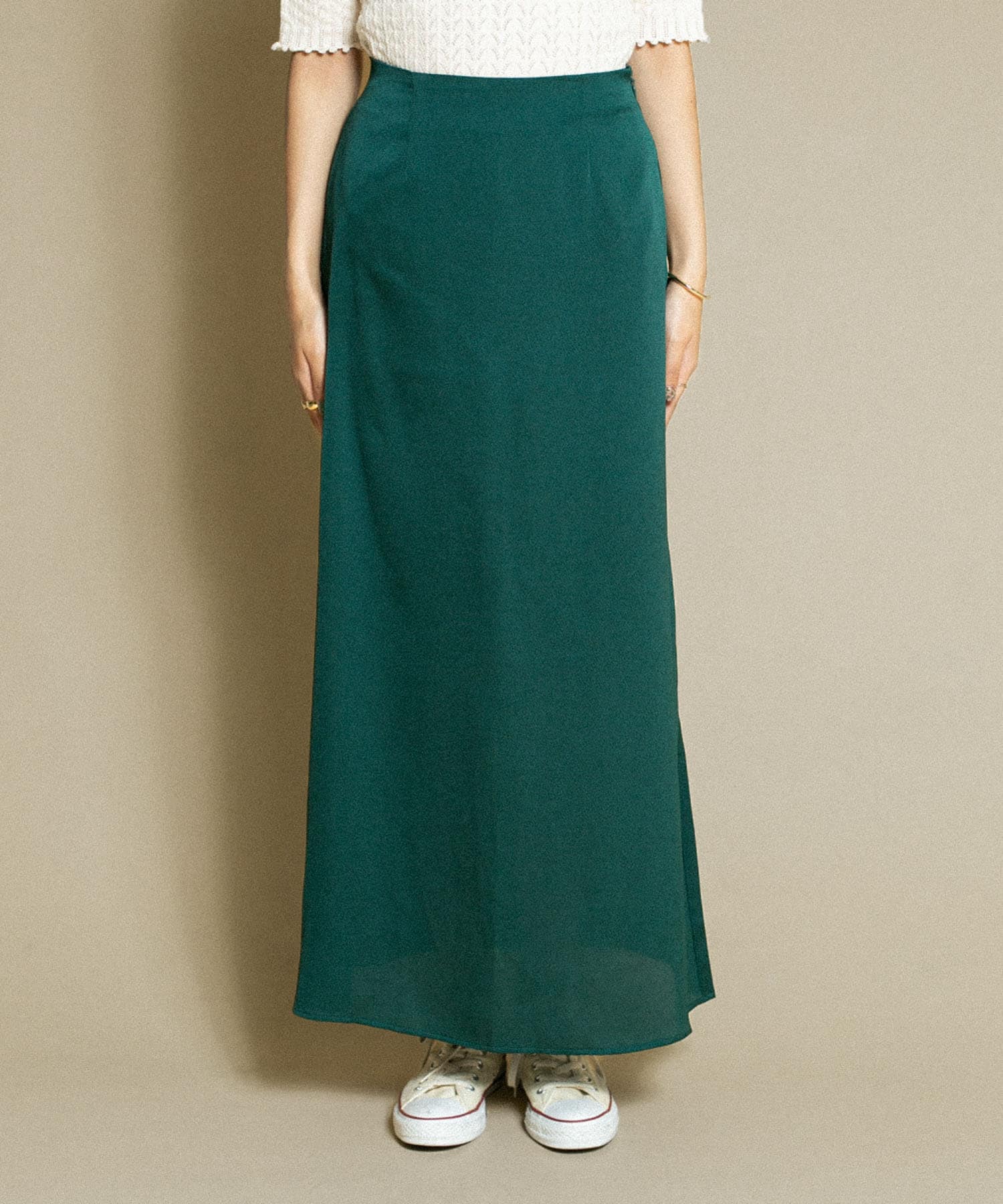 Aラインロングスカート GREEN one