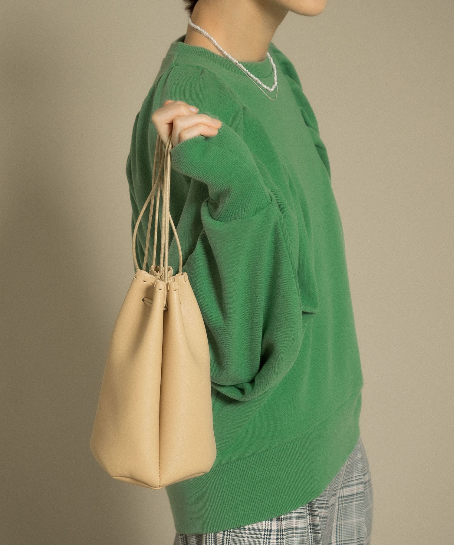 カガリステッチ巾着BAG BEIGE one