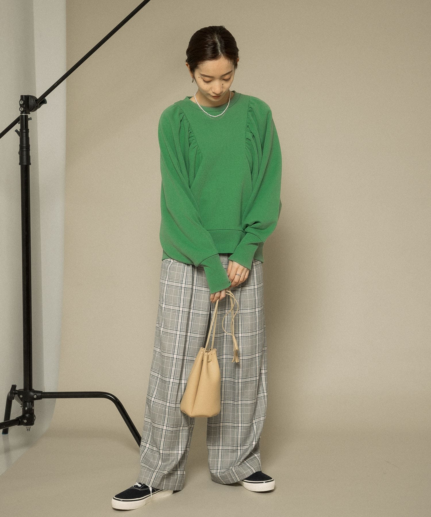 カガリステッチ巾着BAG BEIGE one
