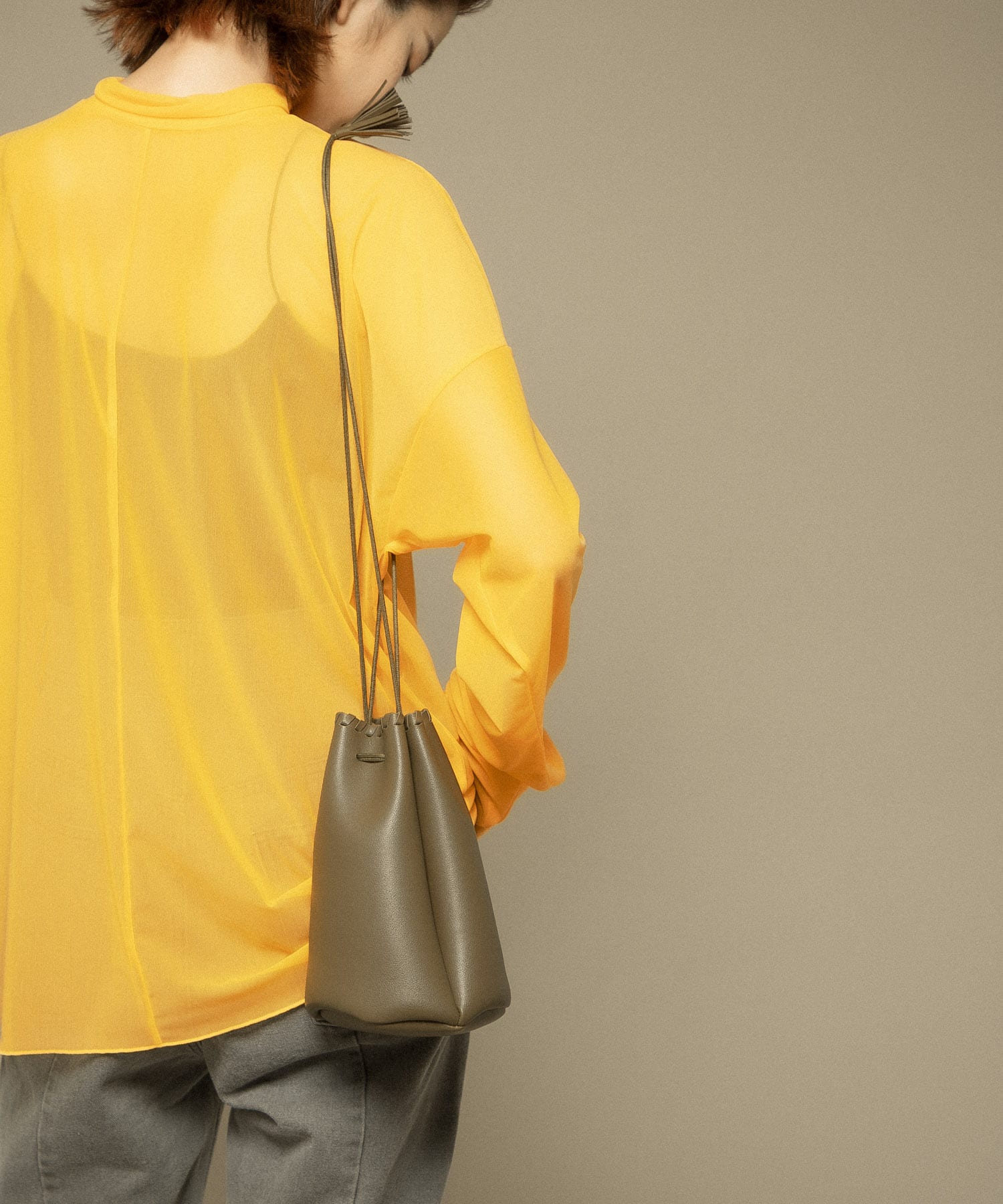 カガリステッチ巾着BAG KHAKI one