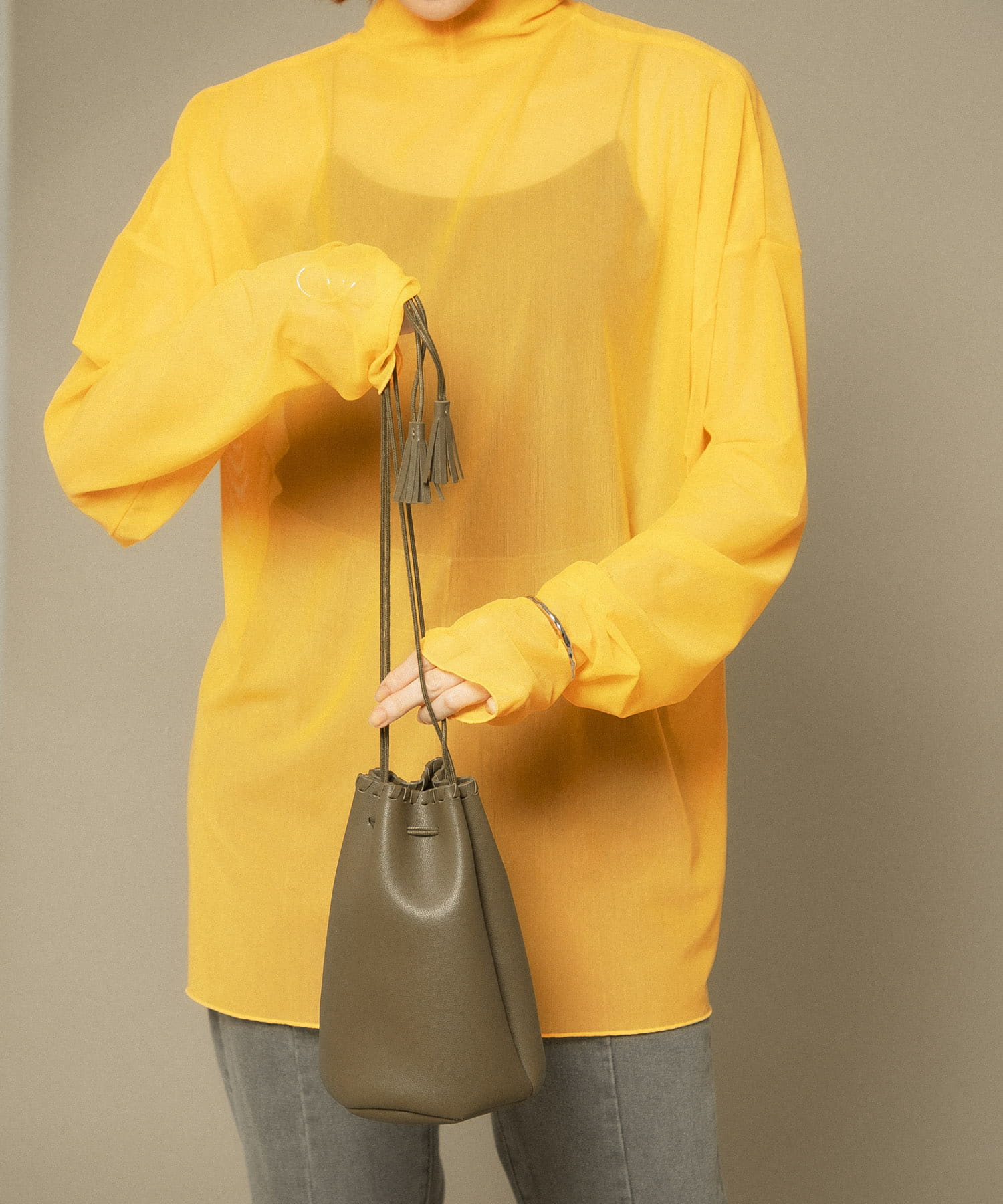 カガリステッチ巾着BAG KHAKI one