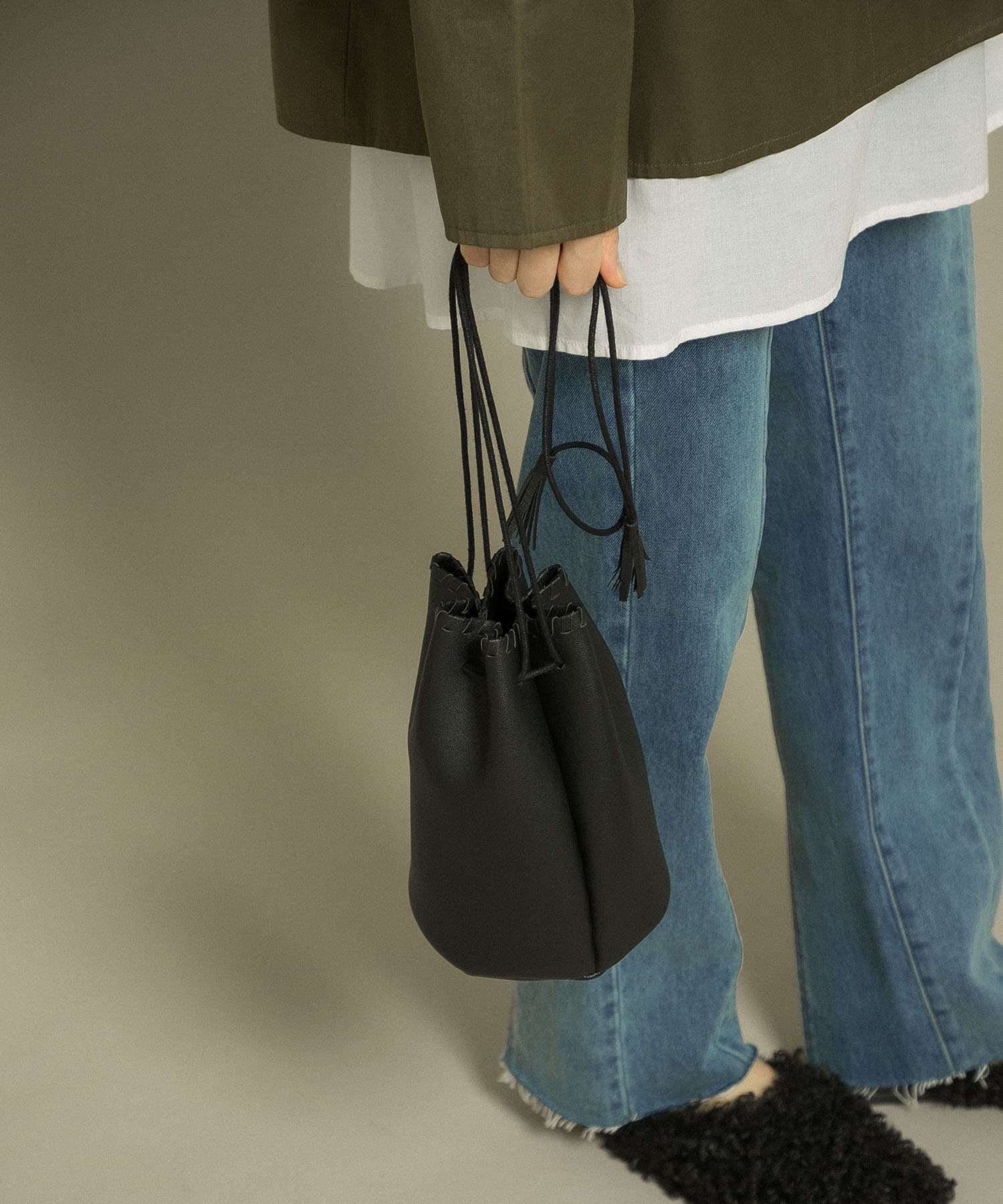 カガリステッチ巾着BAG BLACK one