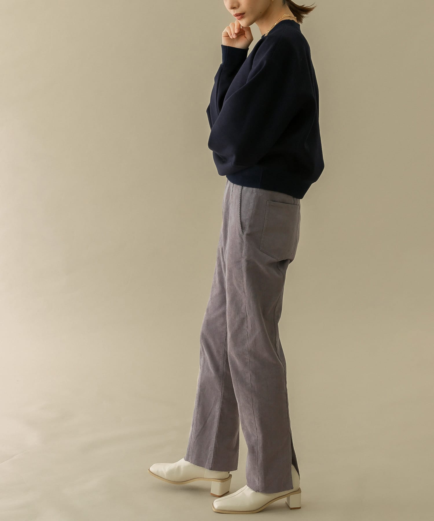 BACKスリットコーデュロイパンツ PURPLE 36