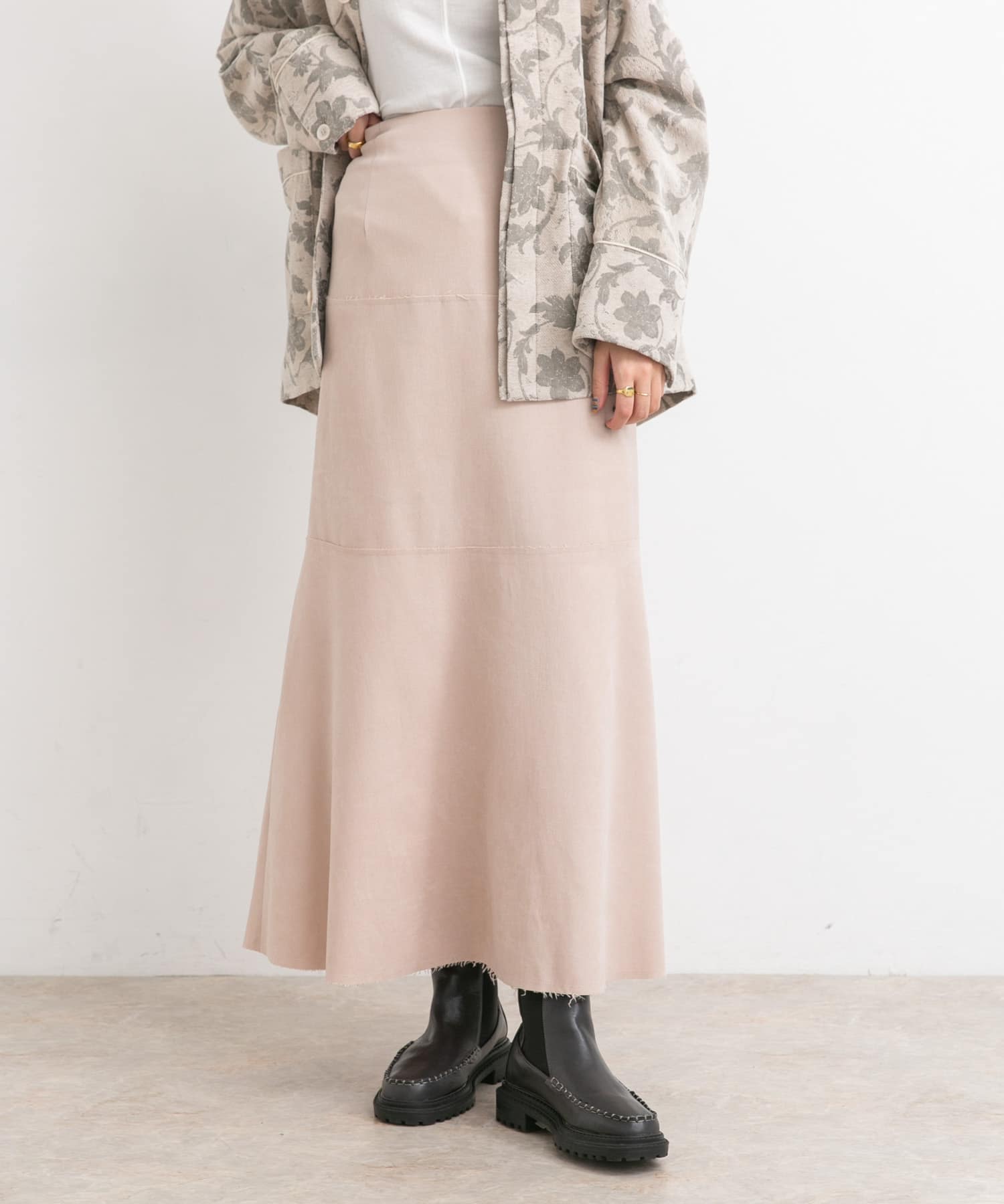 カットオフ切替ロングスカート L.BEIGE one